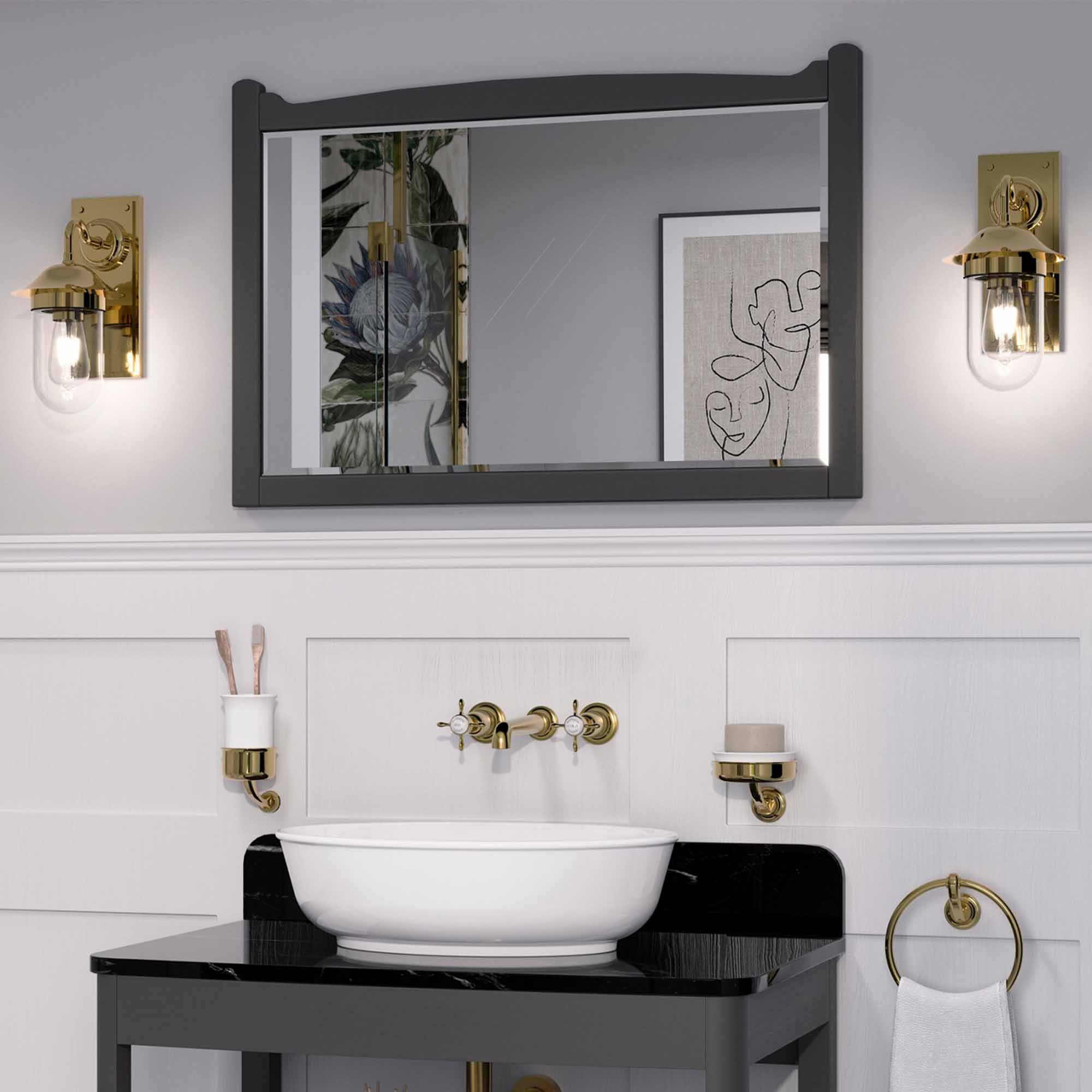 burlington guild 850 framed bathroom mirror ashbee grey