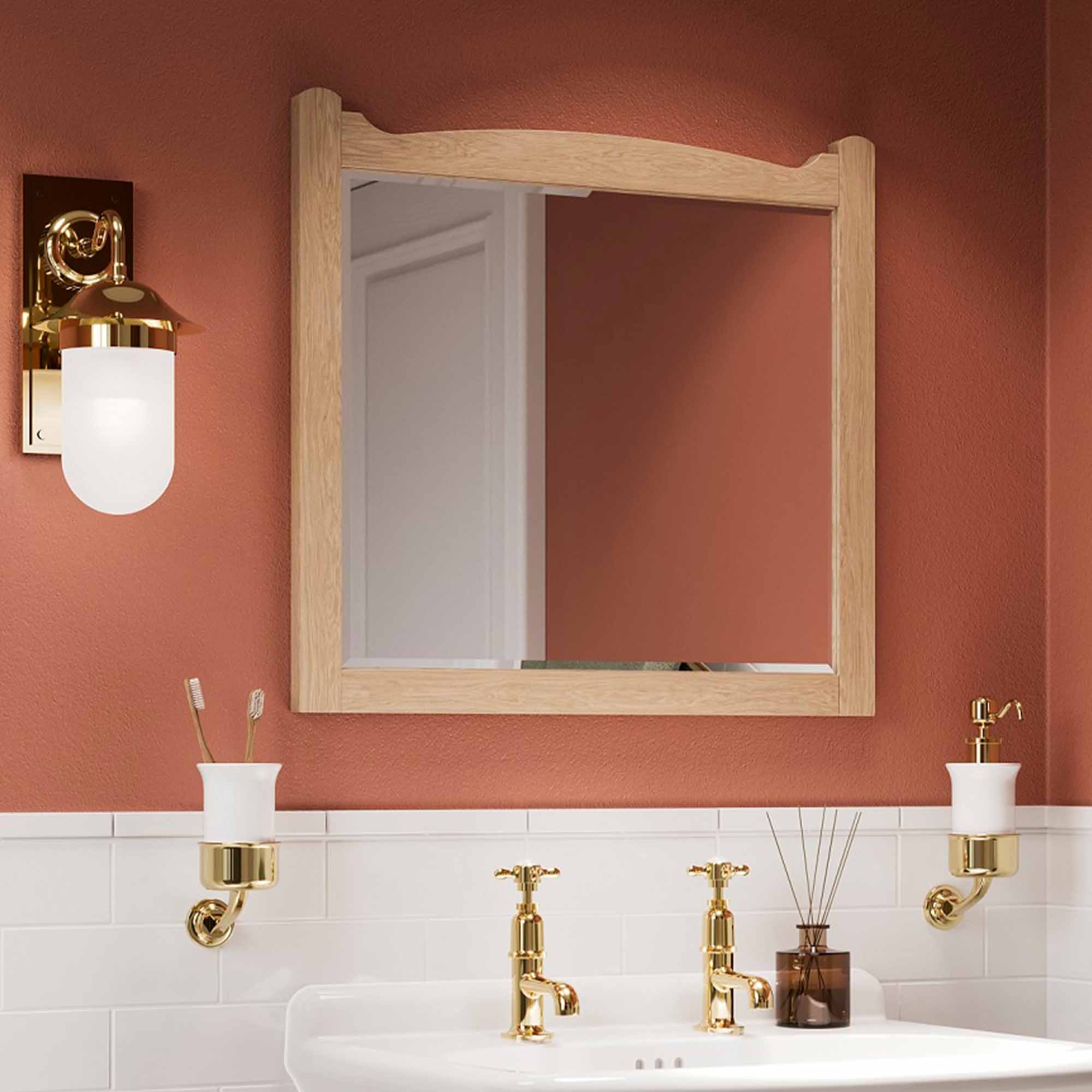burlington guild 600 framed bathroom mirror light oak