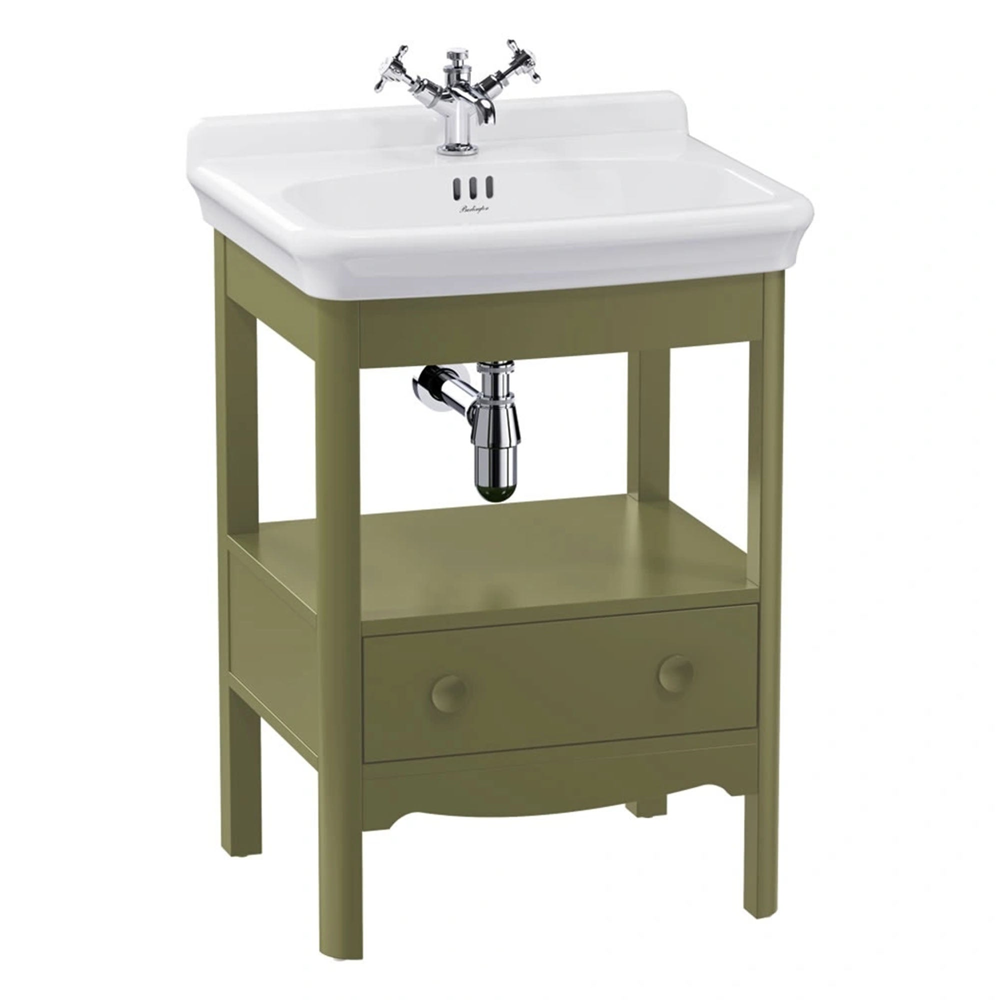 burlington guild 620 floorstanding single drawer vanity unit washbasin carlyle green