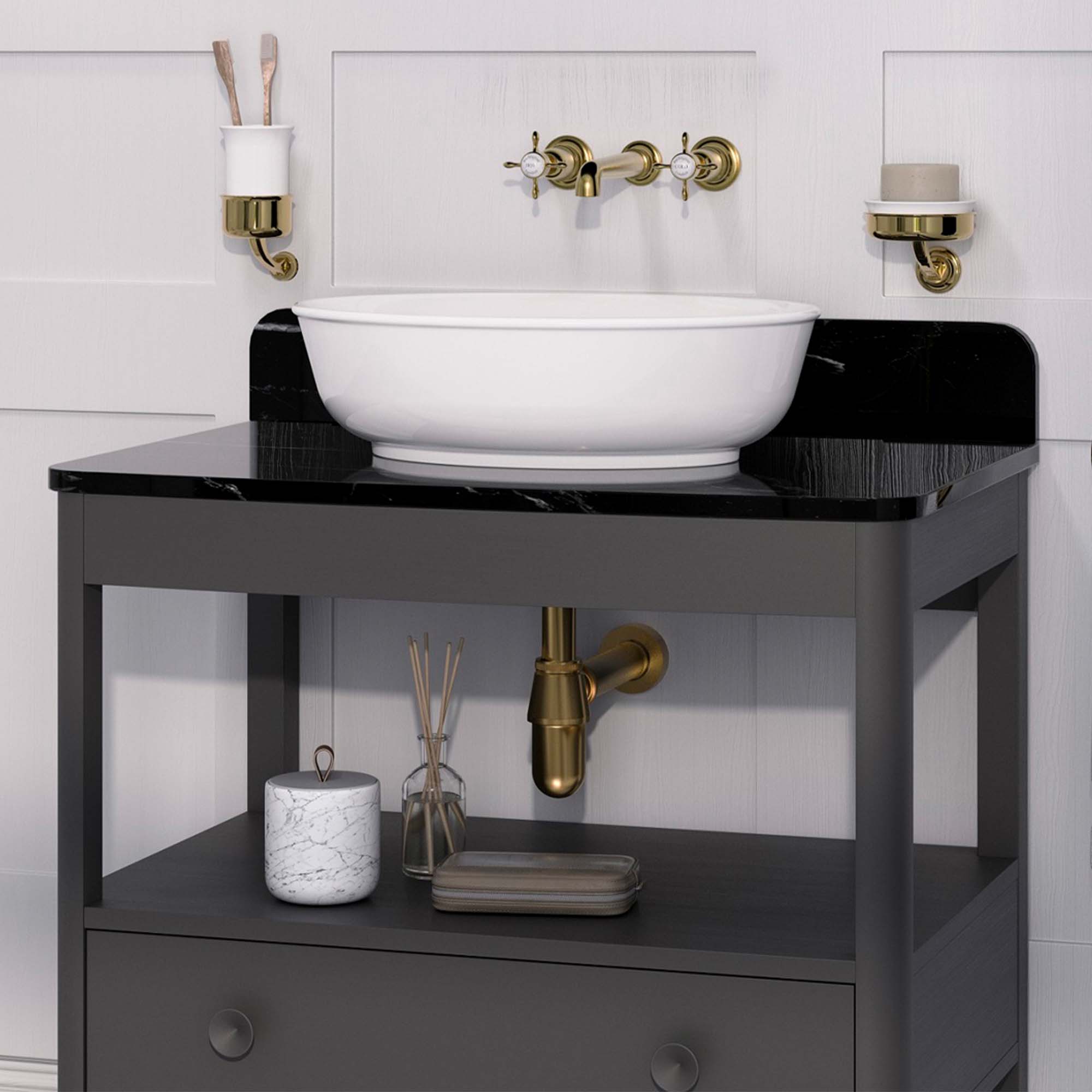 burlington guild 850 floorstanding single drawer-vanity unit marquina worktop ashbee grey