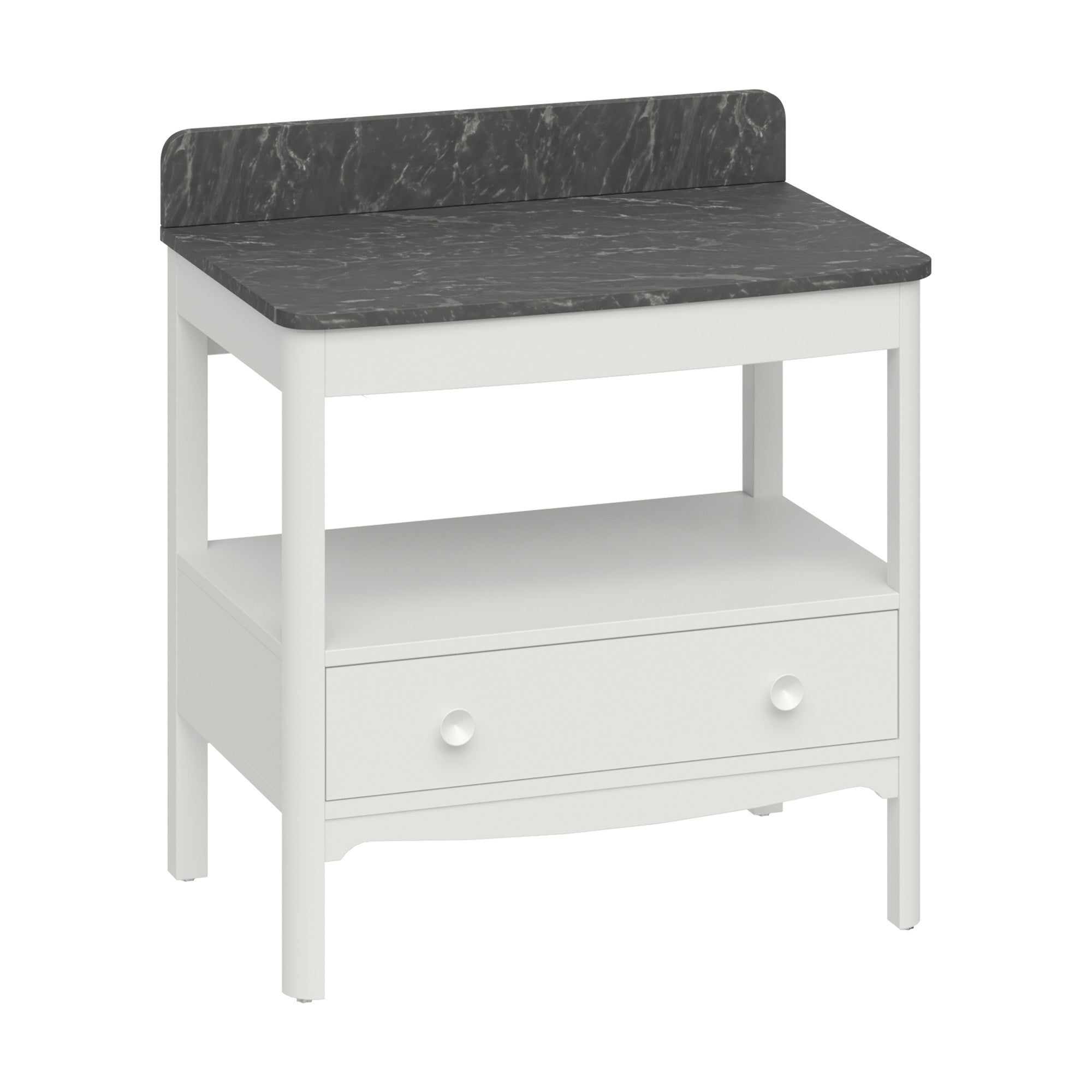 burlington guild 850 floorstanding single drawer vanity unit marquina worktop varley white