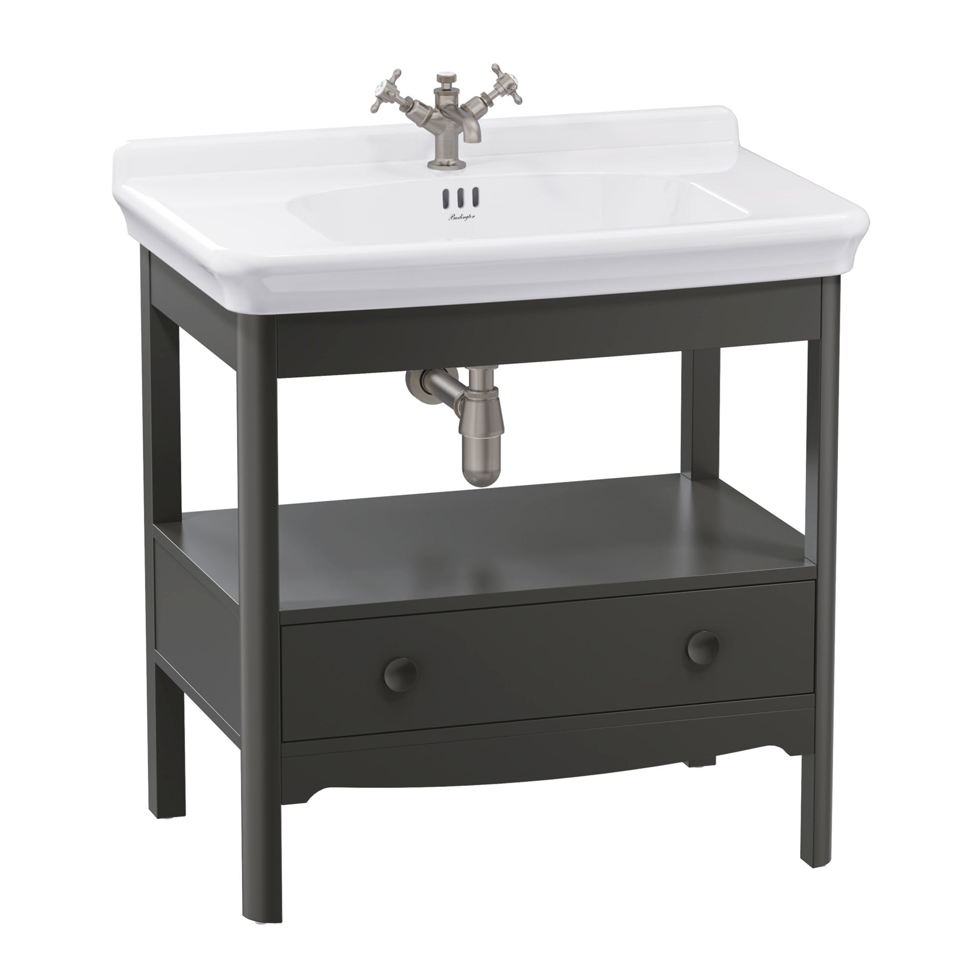 burlington guild 850 floorstanding single drawer vanity unit washbasin ashbee grey