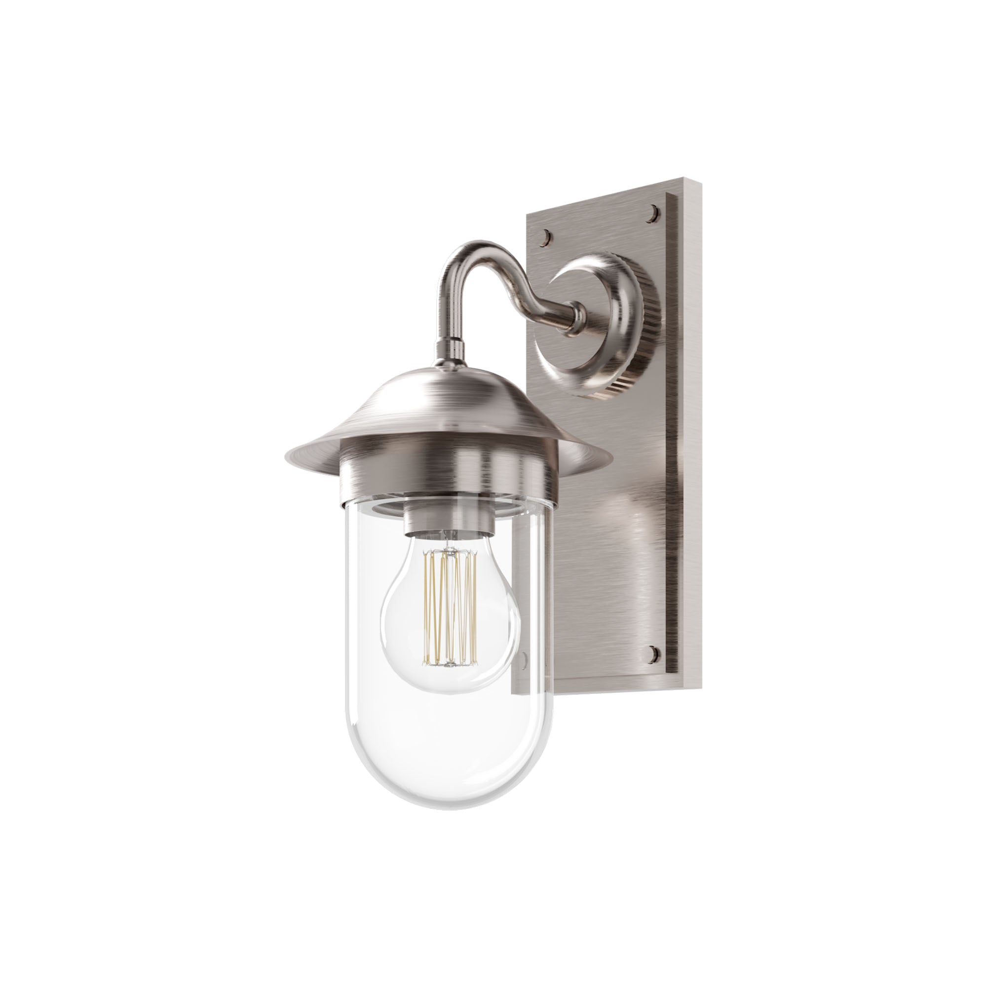 burlington guild bathroom wall light clear glass brushed nickel