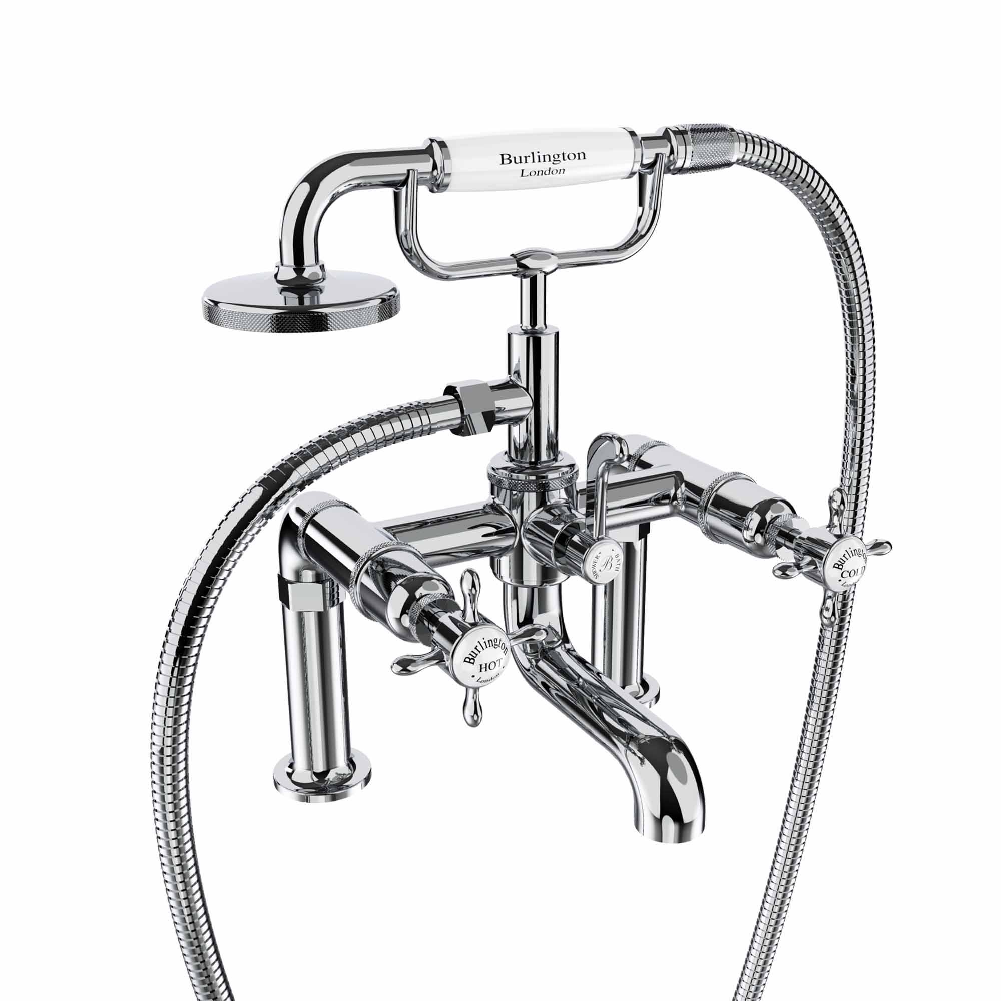 burlington guild deck mounted bath shower mixer chrome