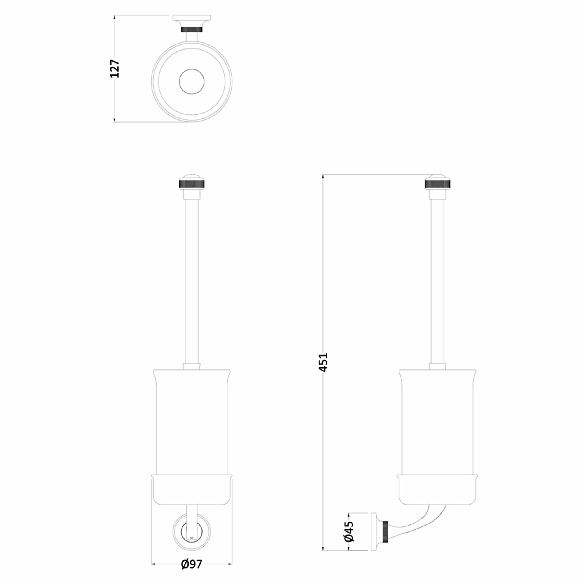 burlington guild toilet brush holder dimensions