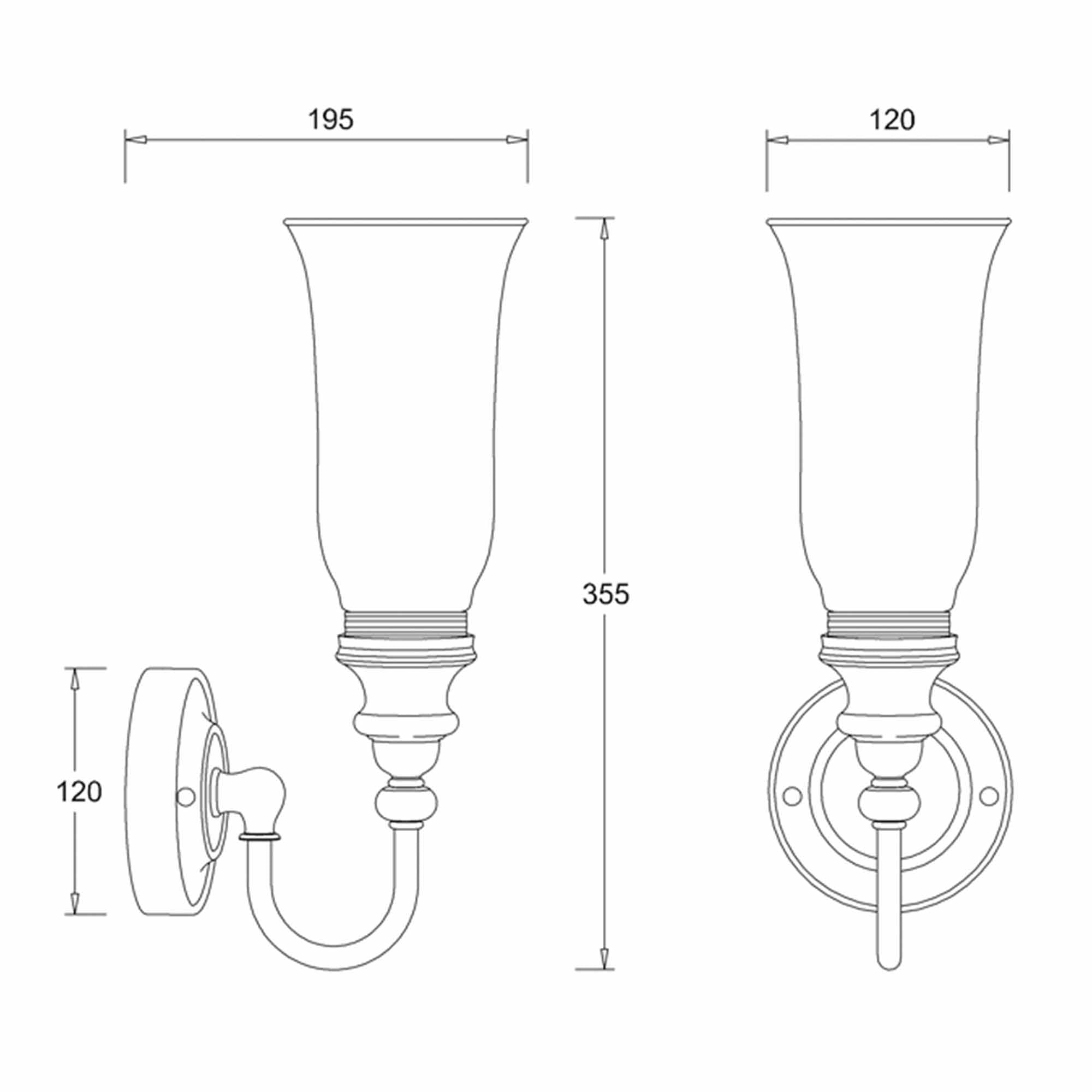 burlington led bathroom ornate wall light clear glass vase shade dimensions