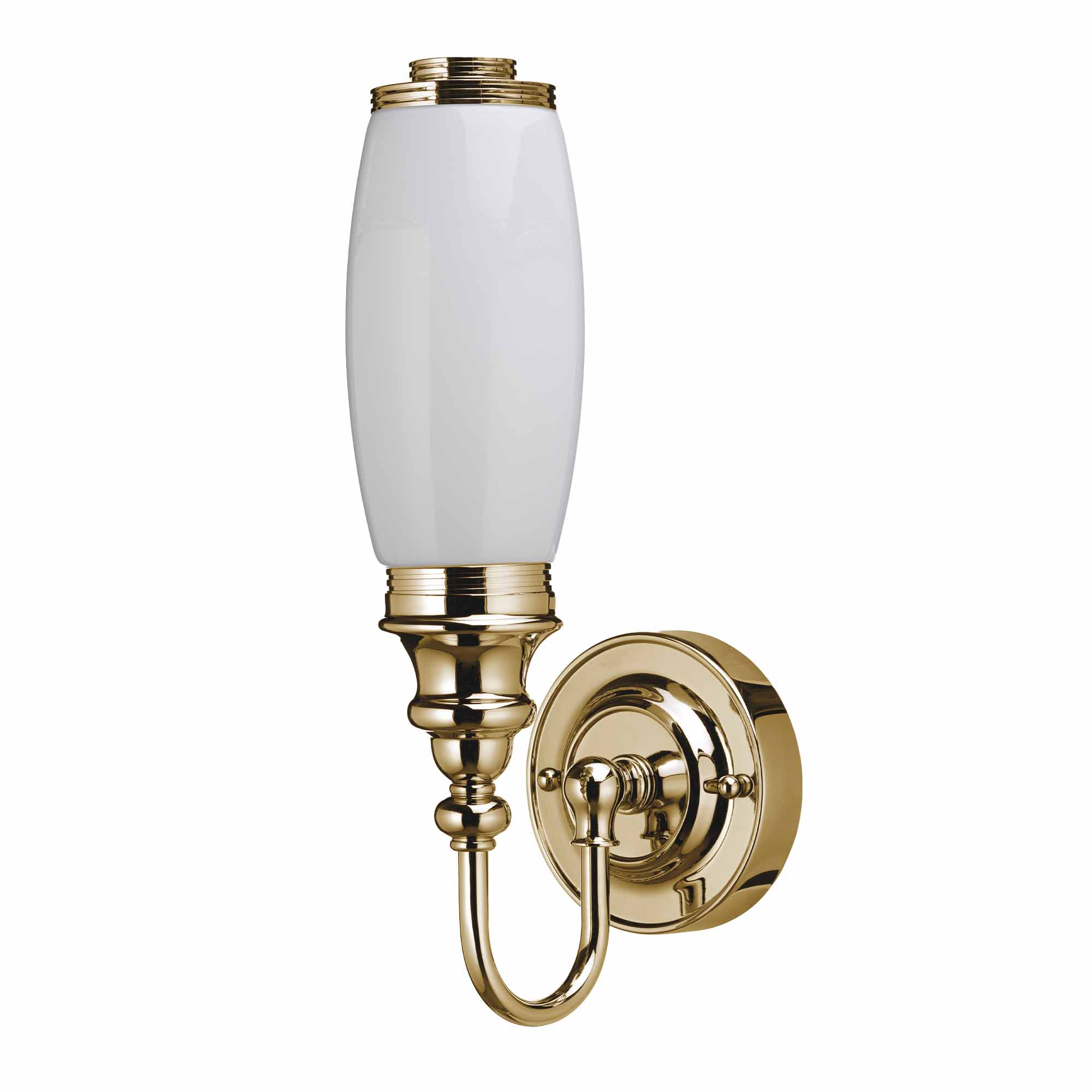 burlington led bathroom ornate wall light opal glass tube shade gold