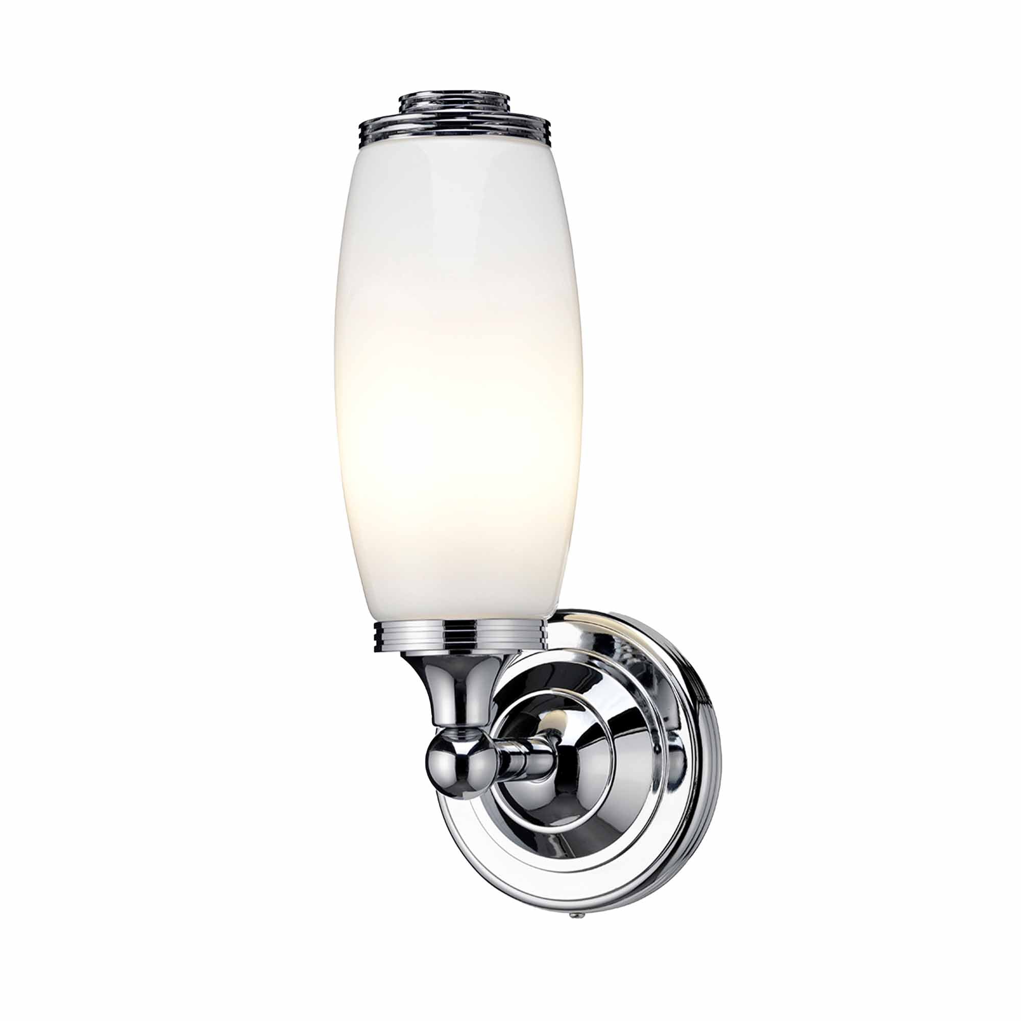 burlington led bathroom round wall light and opal glass tube shade chrome