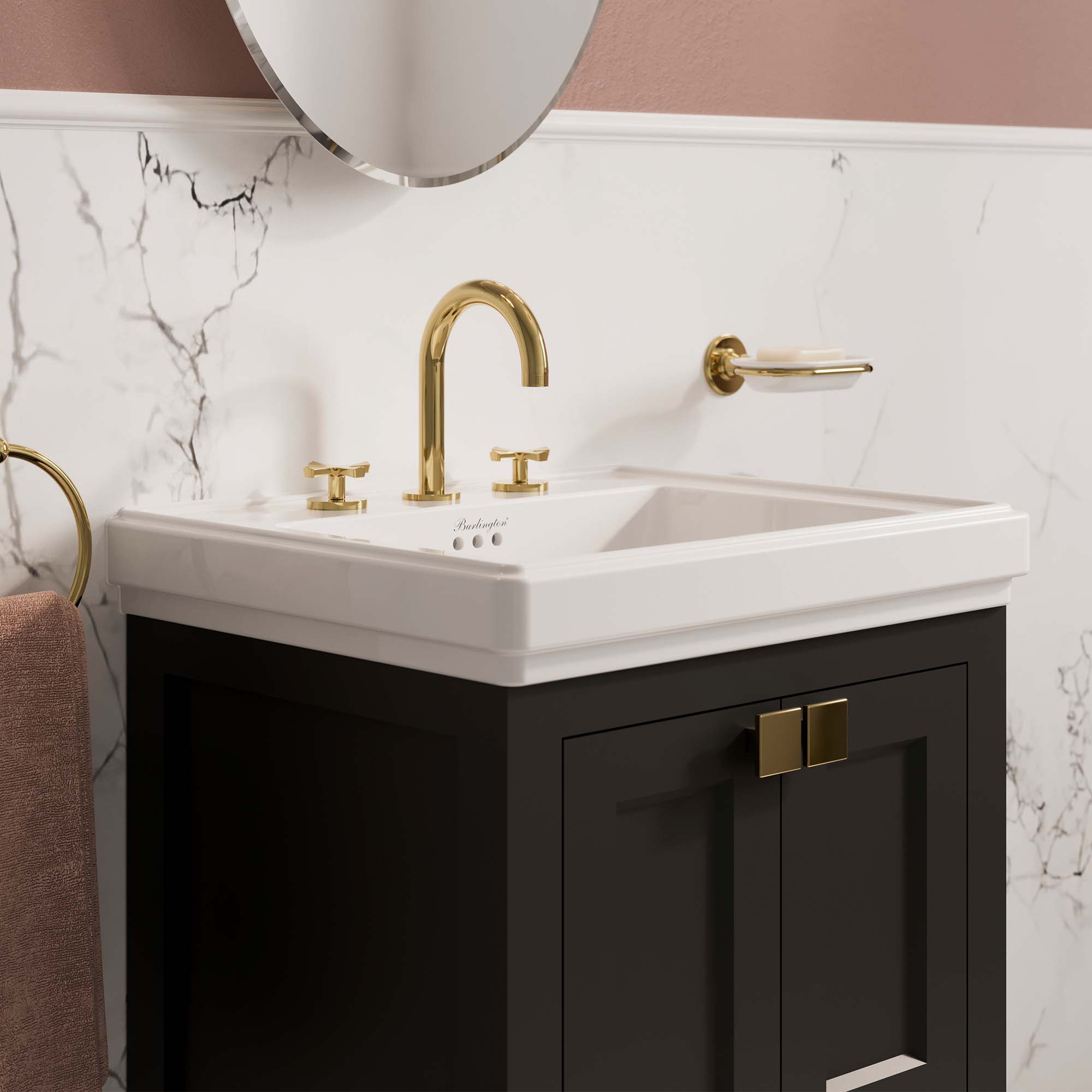 burlington riviera 580 vanity unit with basin matt black