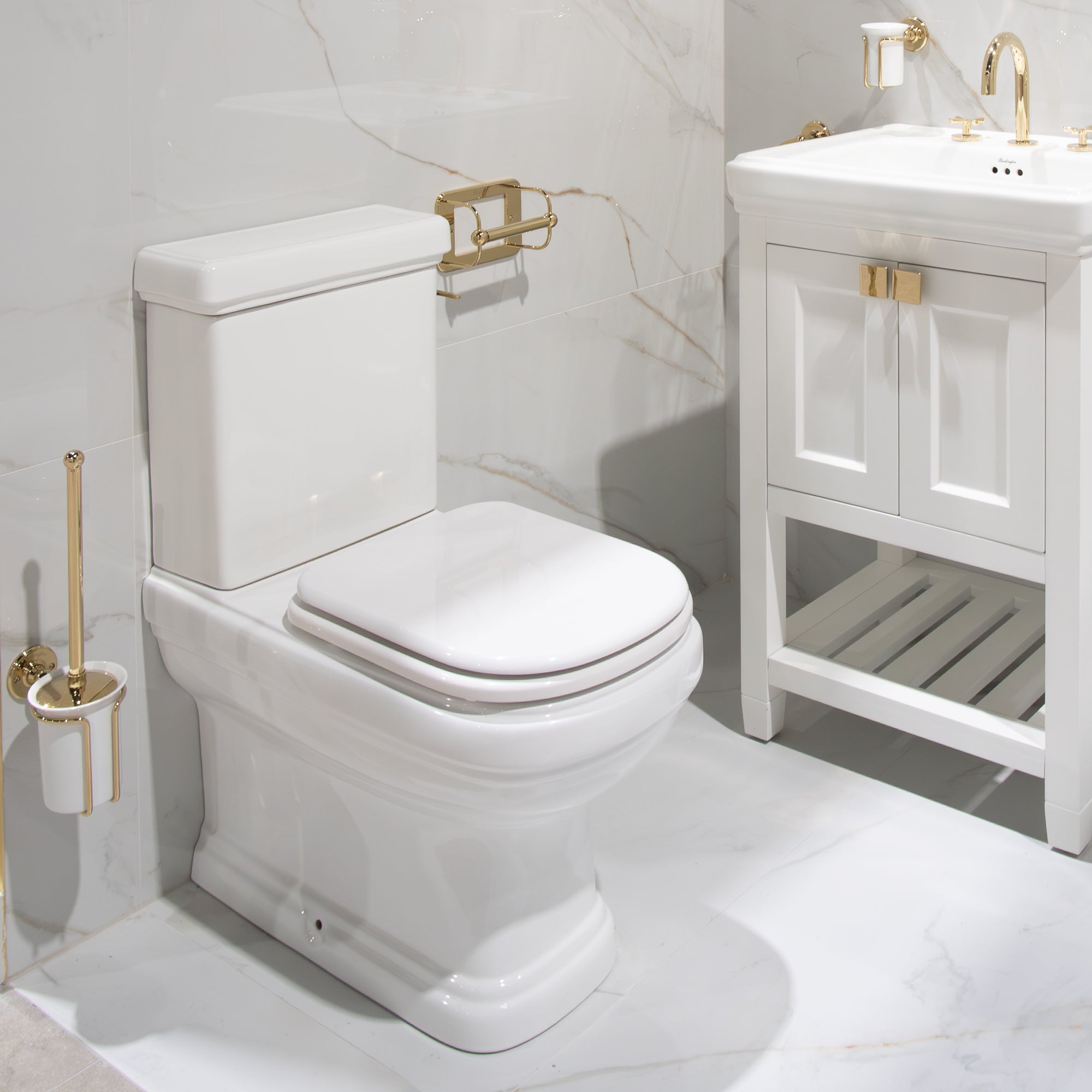 Burlington Riviera Close Coupled Full Back To Wall Toilet With Seat