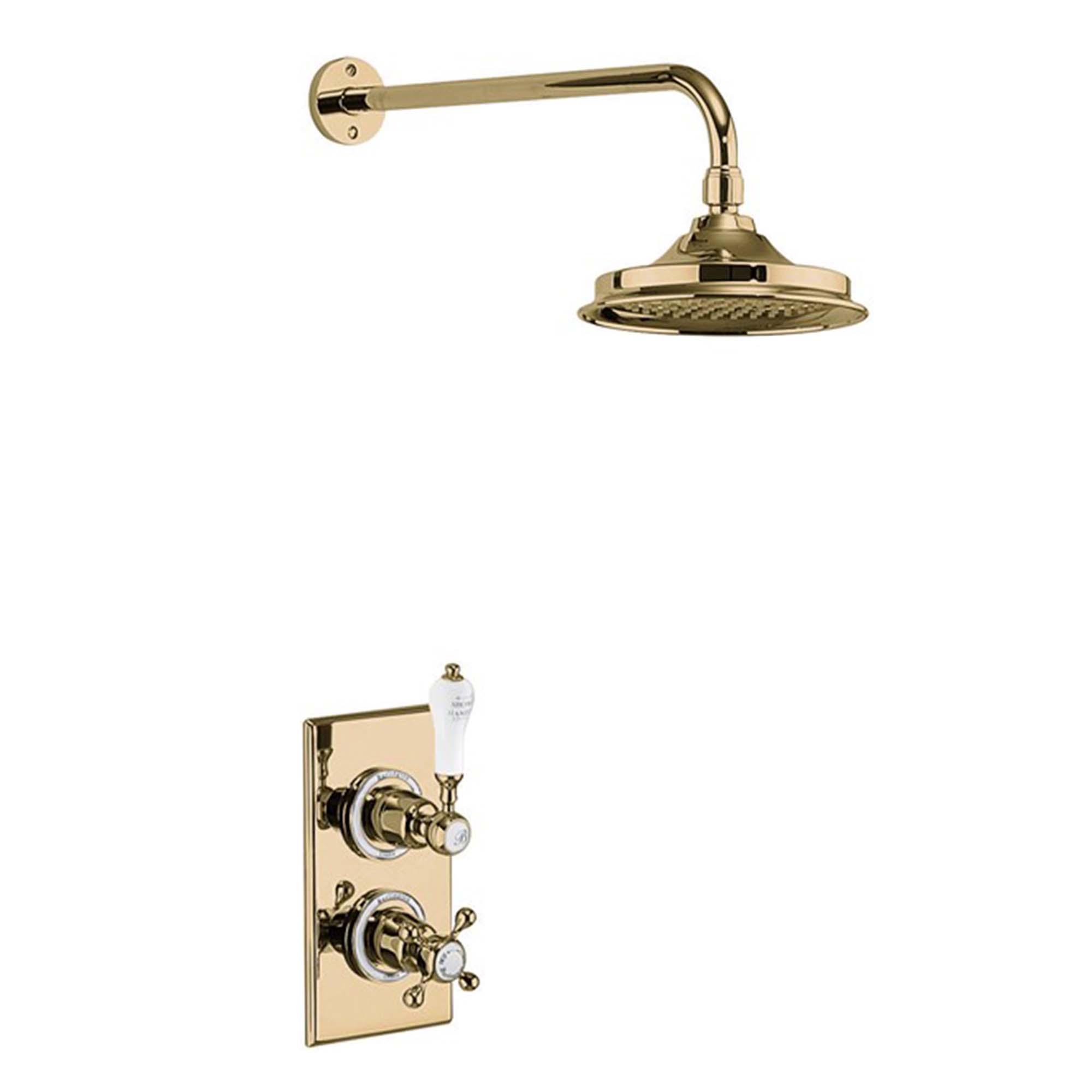 burlington trent thermostatic shower valve with fixed head gold