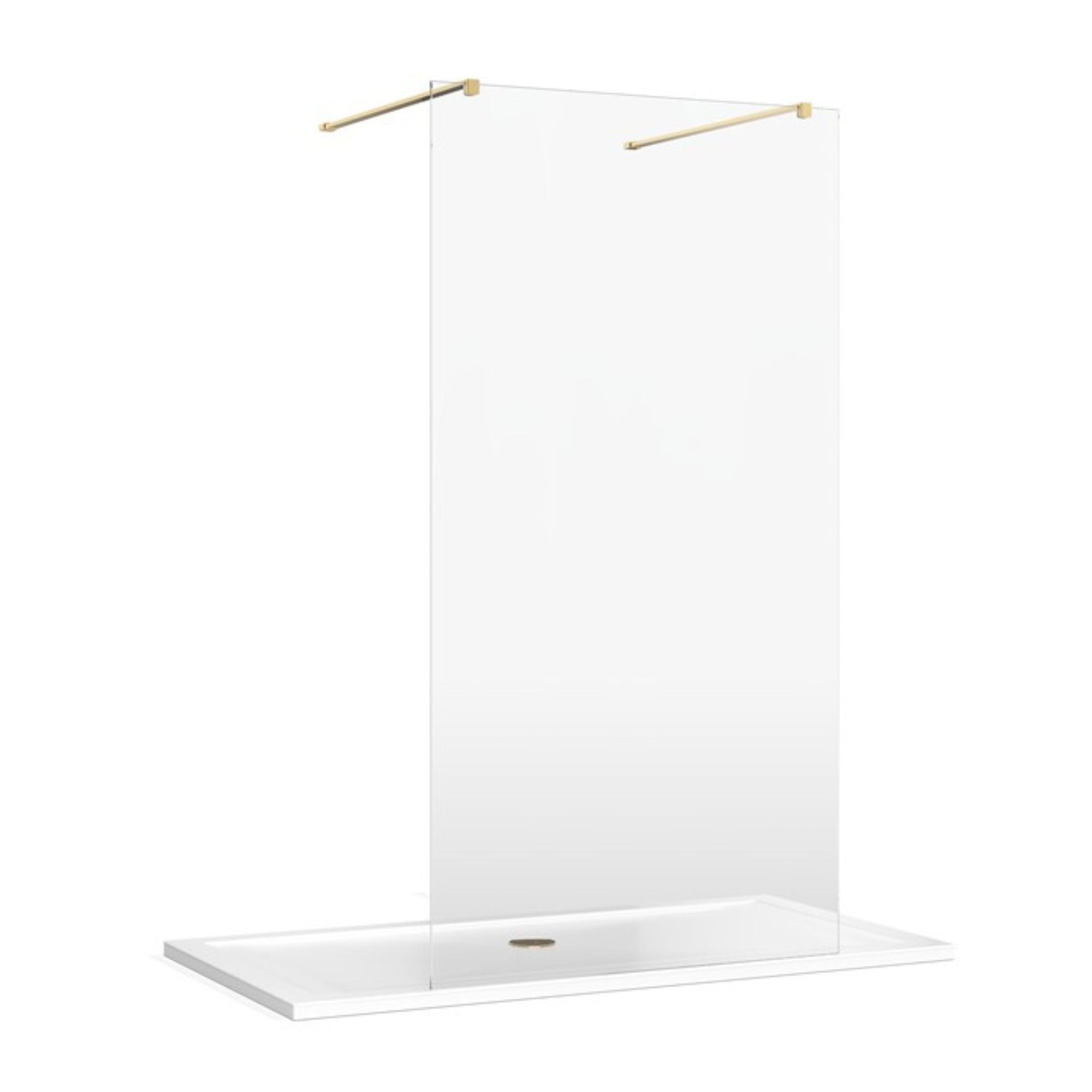 Burlington walk-in shower enclosure with 2 wall bracing bar gold