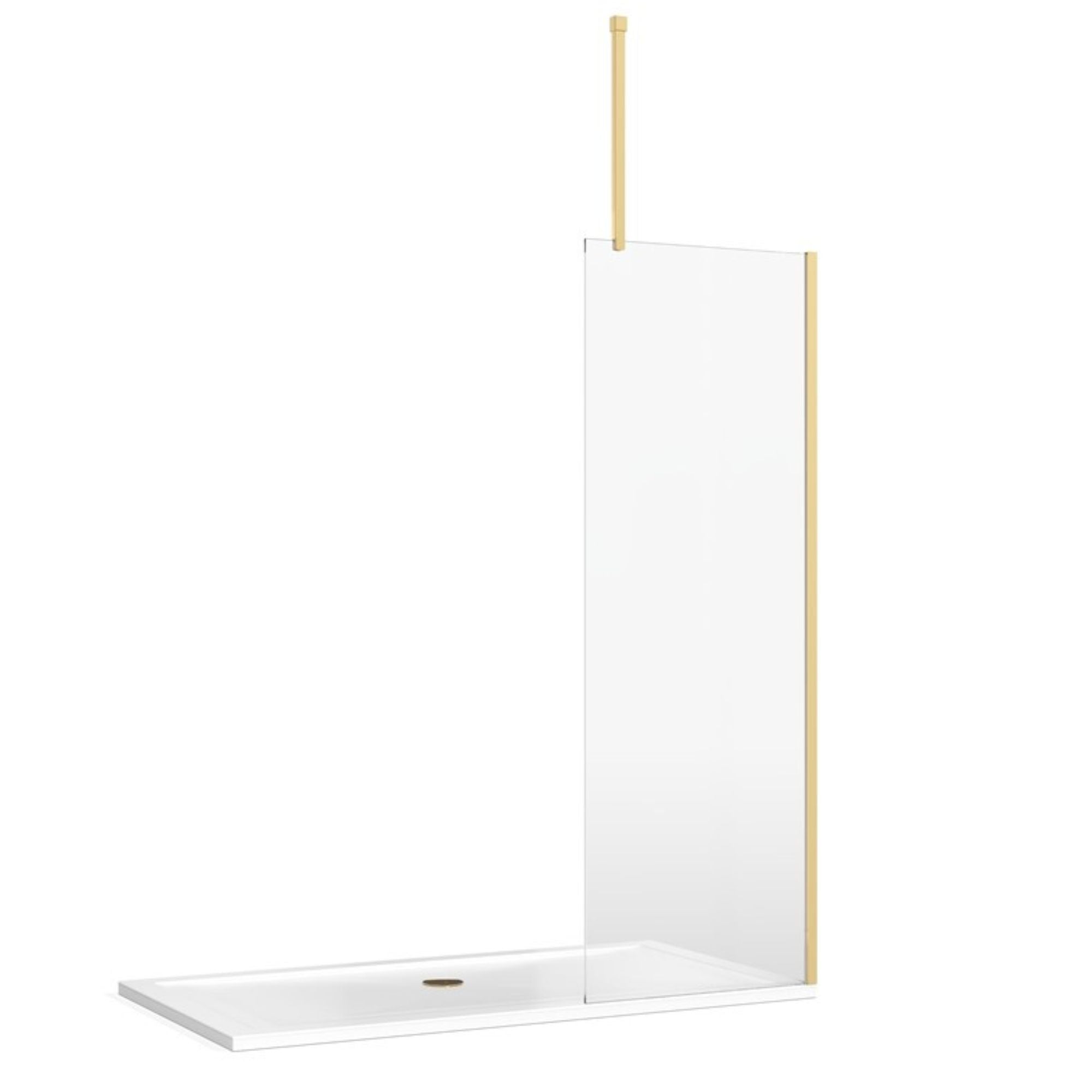 Burlington walk-in shower enclosure with ceiling bracing bar brushed nickel