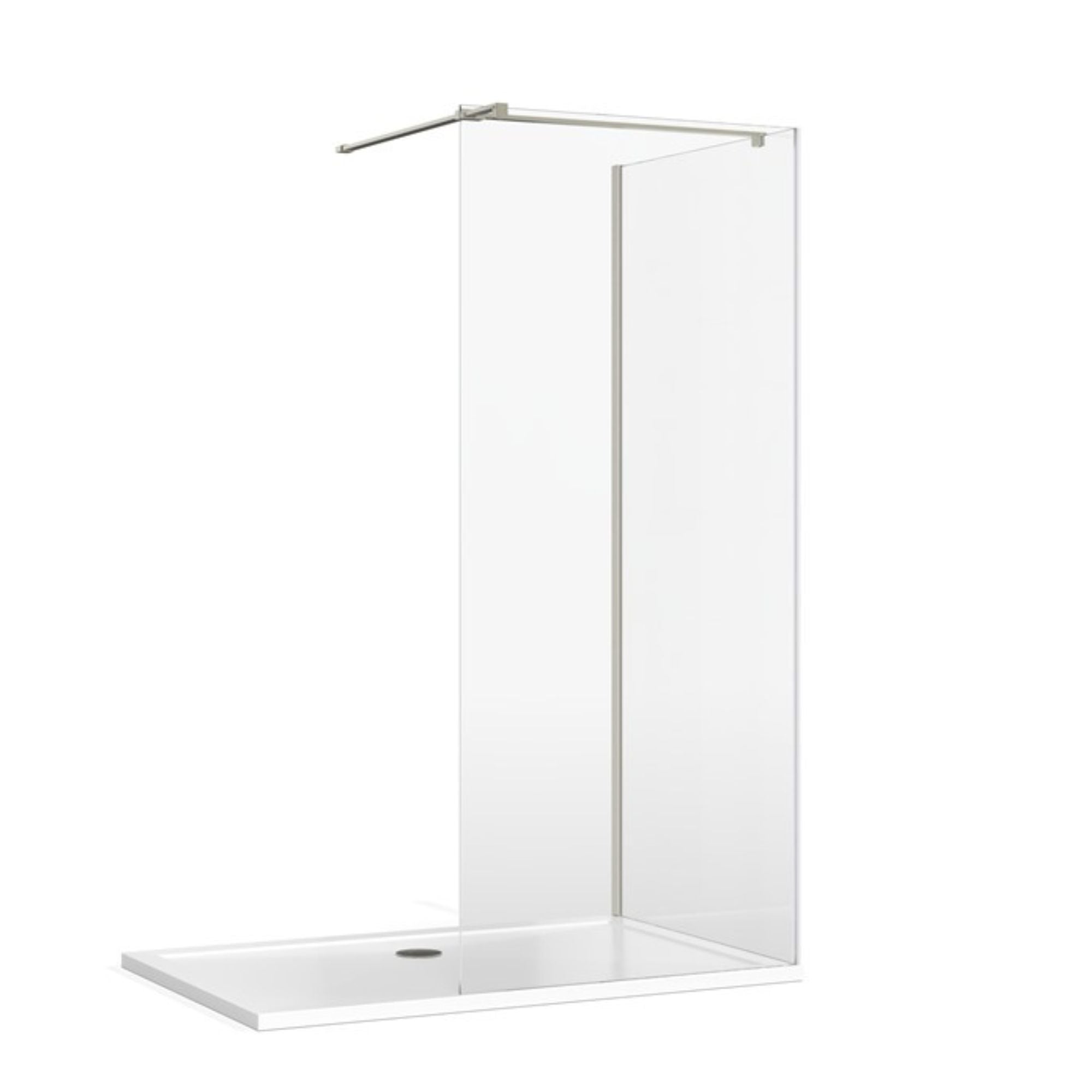 Burlington walk-in shower enclosure with t-bar bracing brushed nickel