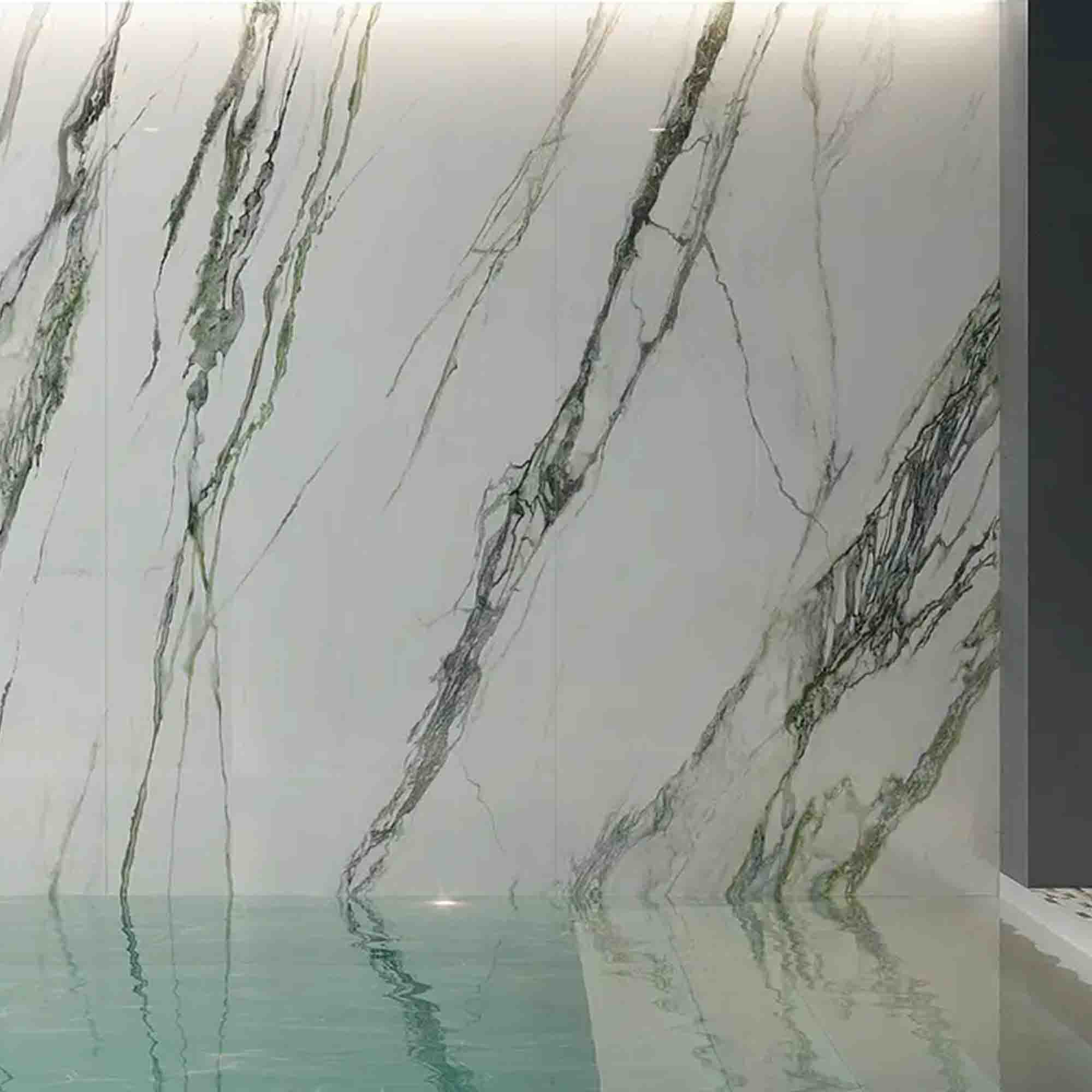 charm experience calacatta green marble effect porcelain tile 60x120cm polished