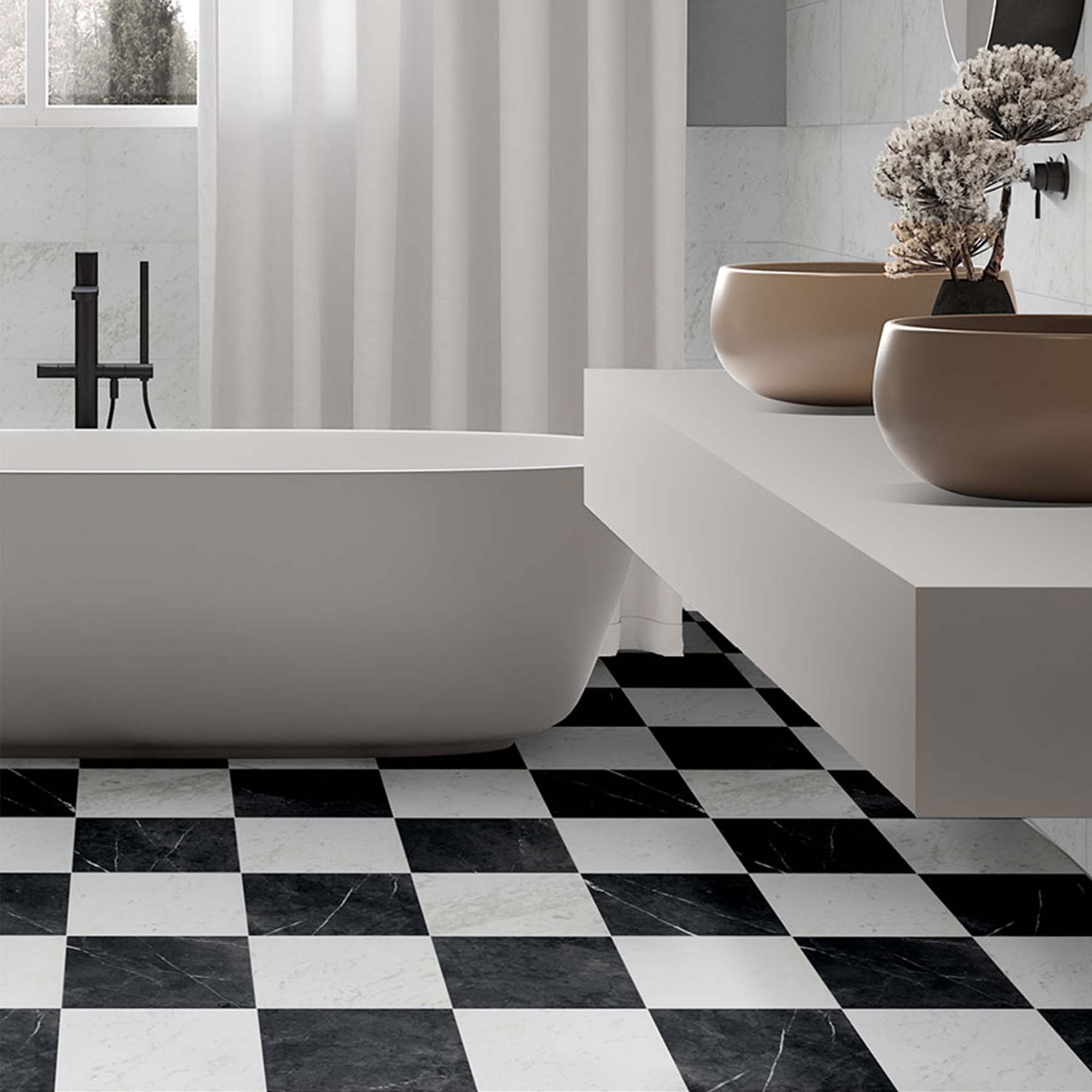 chester black marble effect porcelain tile 30x30cm matt