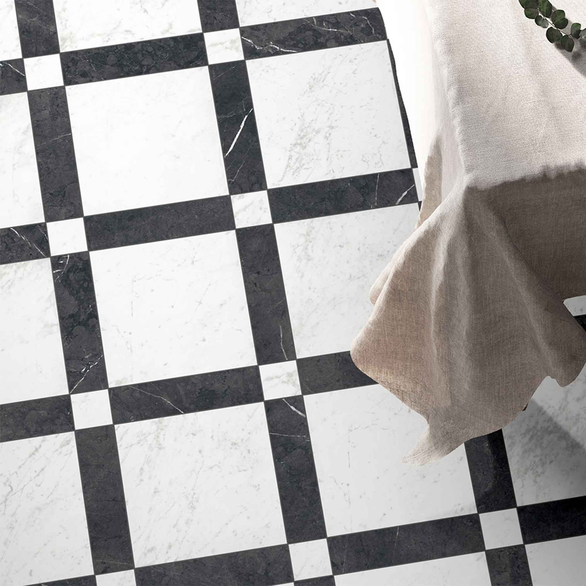 chester black marble effect porcelain tile 7.5x30cm matt