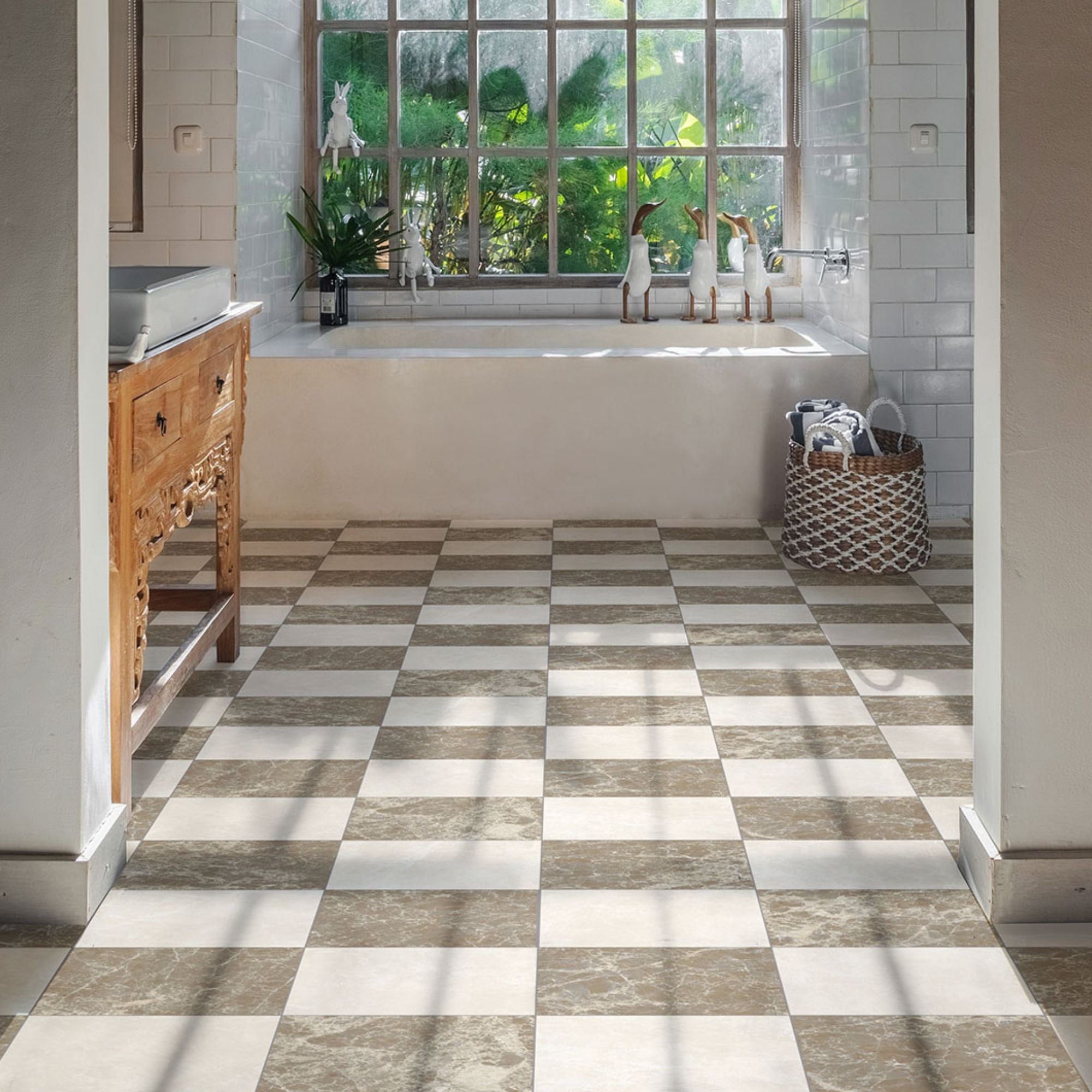 Chester Dark Emperador Marble Effect Porcelain Tile 30x60cm Matt Deluxe Bathrooms