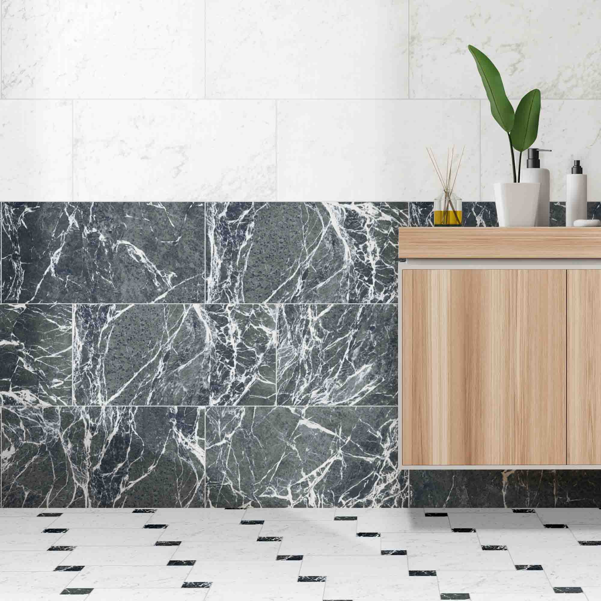 chester green marble effect porcelain tile 30x60cm matt