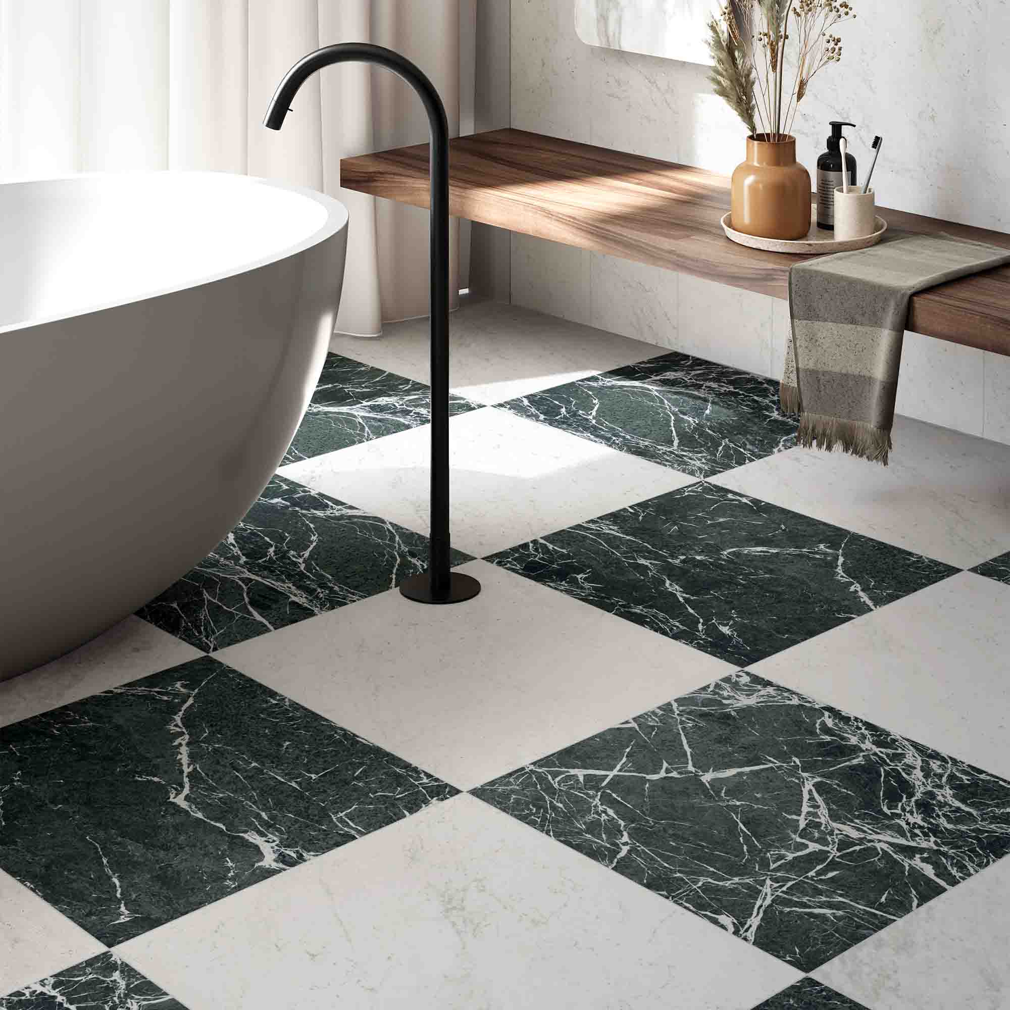 chester green marble effect porcelain tile 60x60cm matt