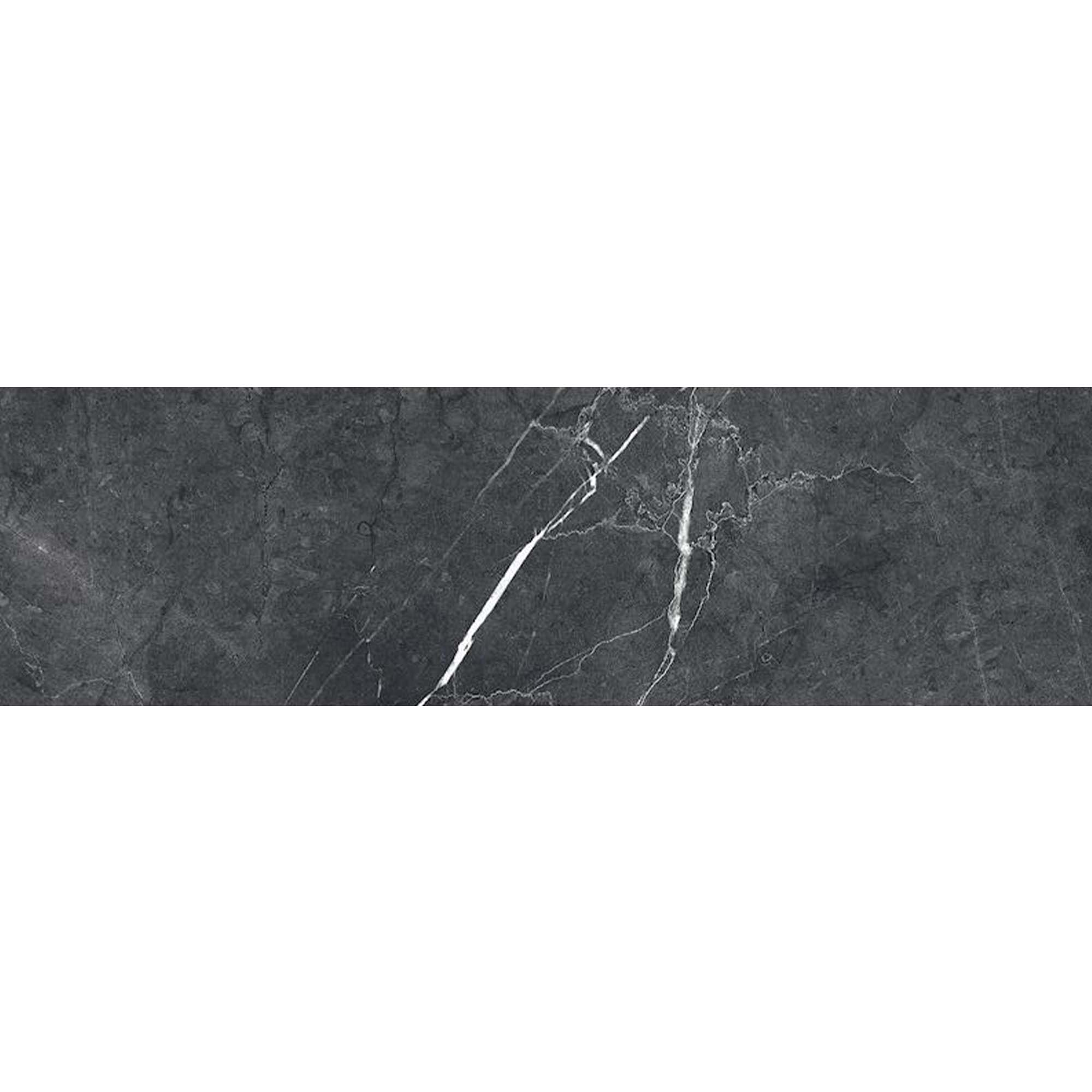 chester nero marquina marble effect porcelain tile 10x30cm matt