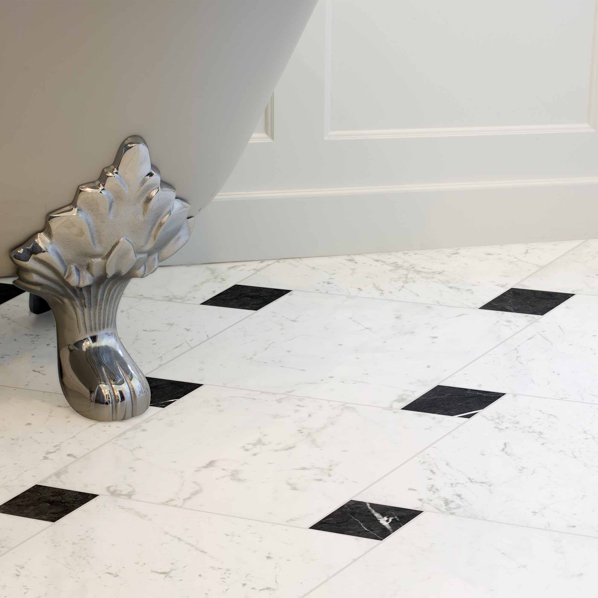 chester white marble effect porcelain tile 30x30cm matt