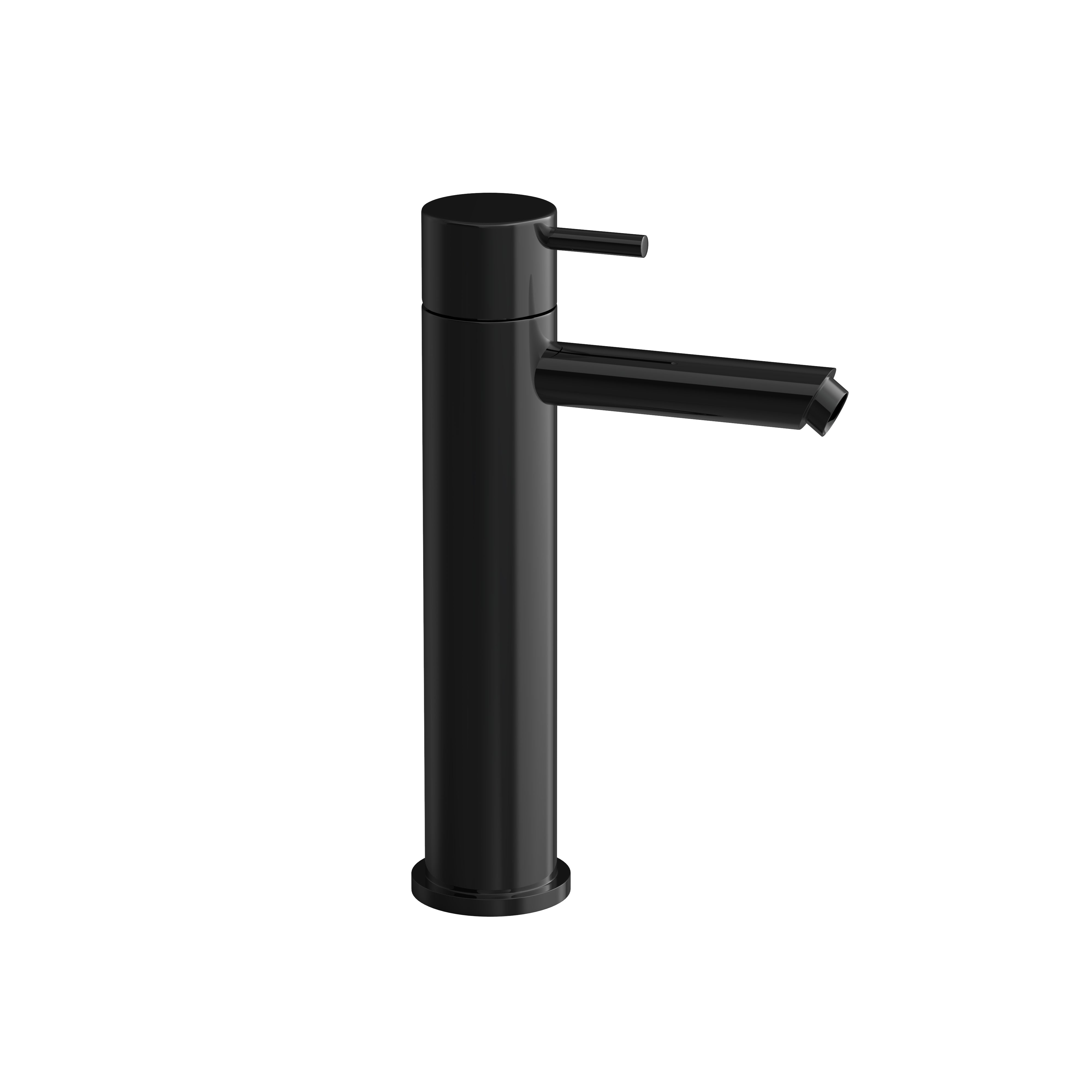 cobber 216mm basin mixer tap monobloc straight spout polished black pvd