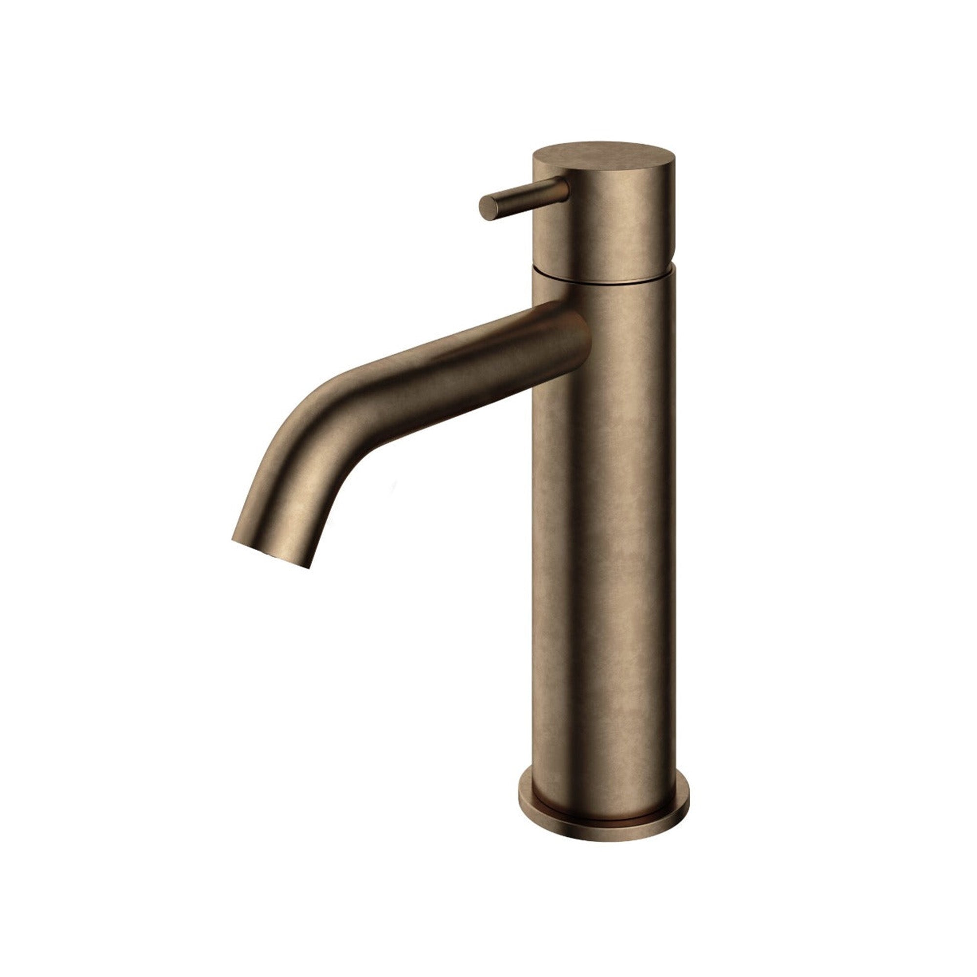 cobber 216mm tall basin mixer tap monobloc curved spout aged nickel