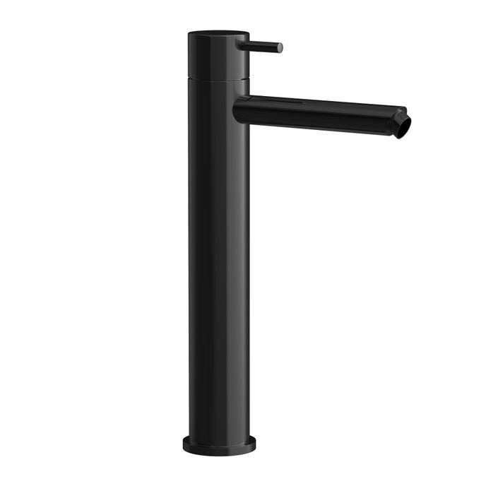 cobber 286mm tall basin mixer tap monobloc straight spout polished black pvd