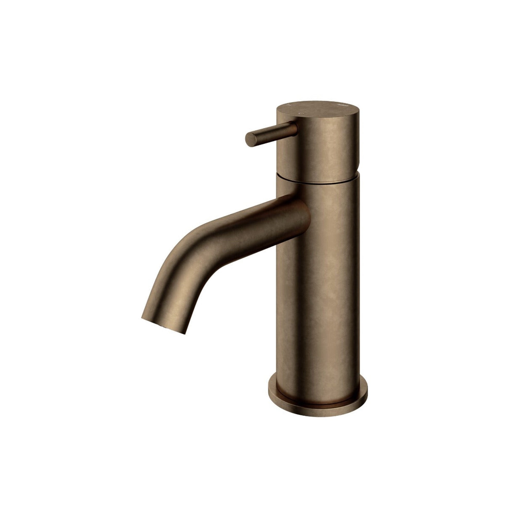 cobber basin mixer tap monobloc curved spout aged brass