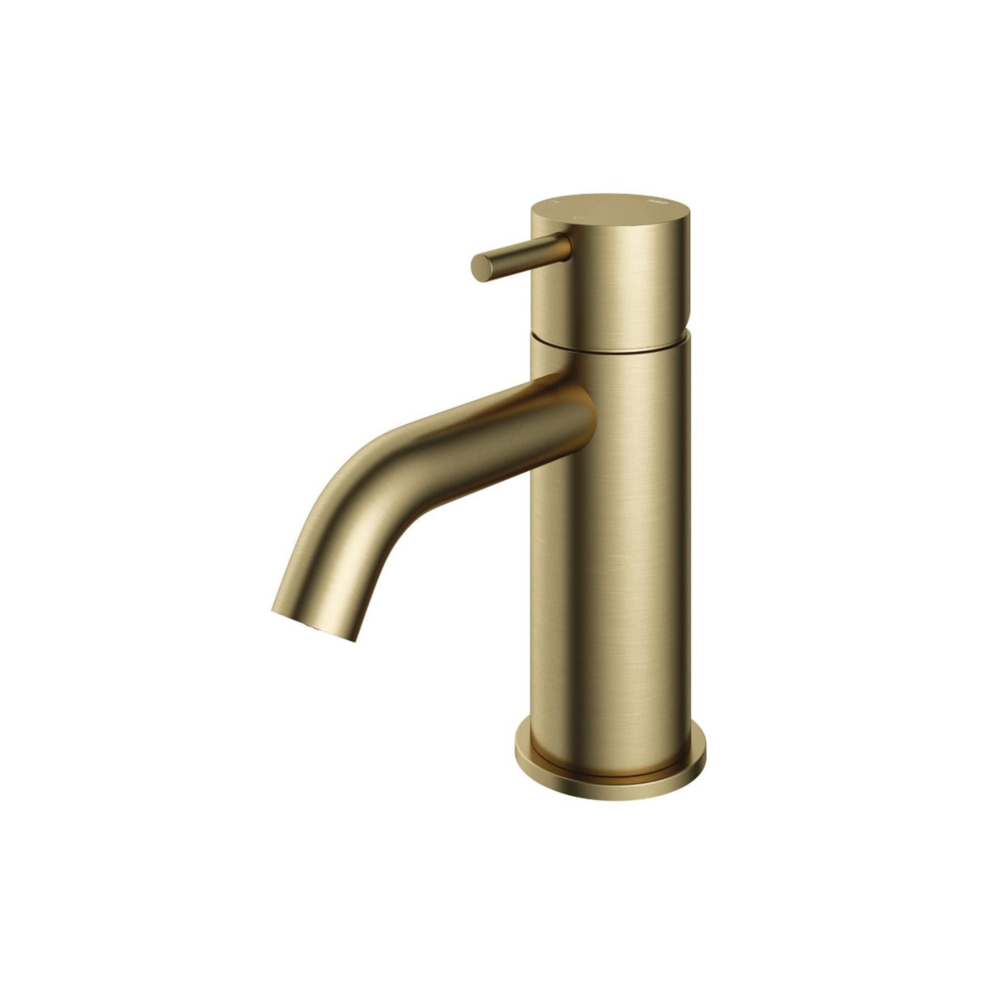 cobber basin mixer tap monobloc curved spout brushed brass