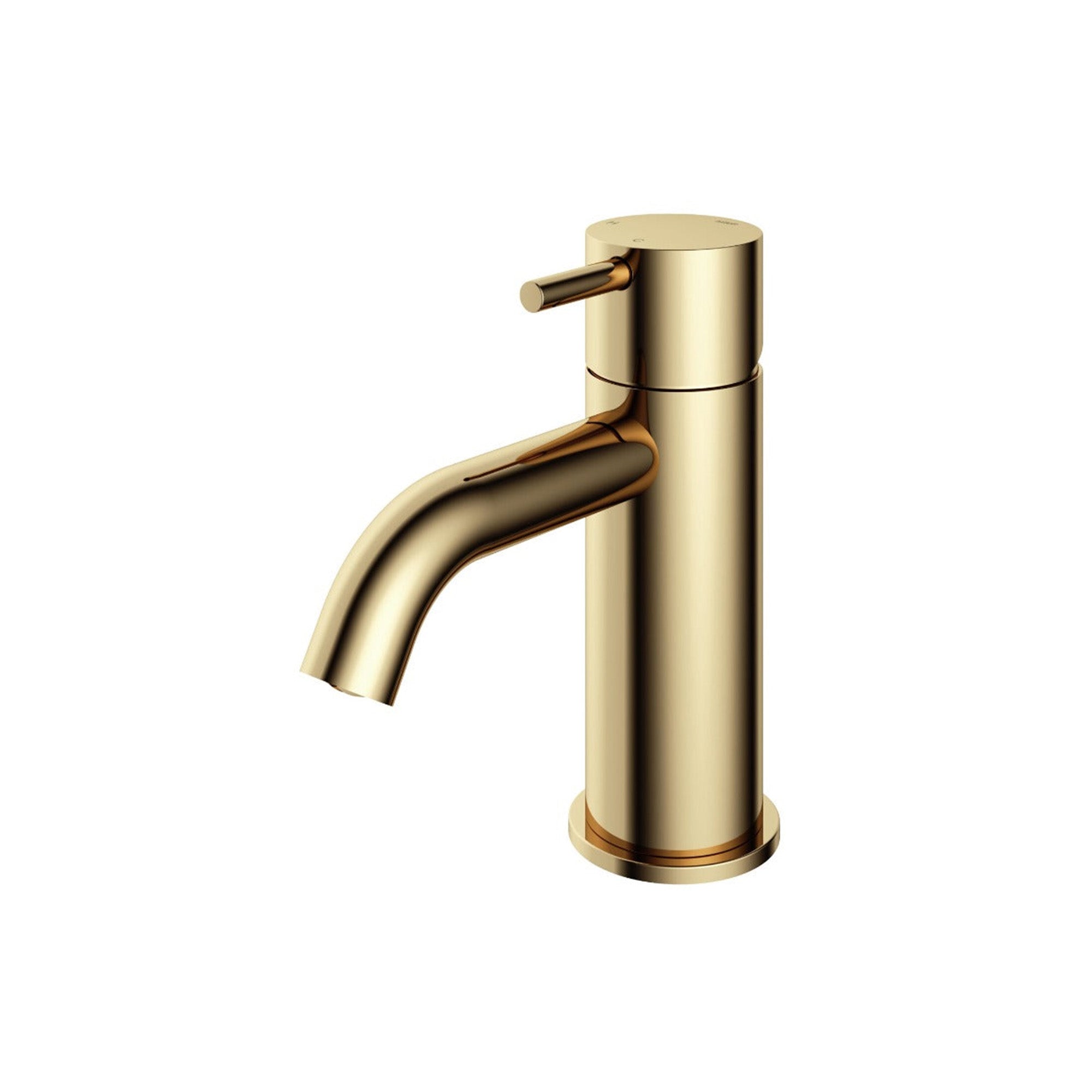 cobber basin mixer tap monobloc curved spout natural brass