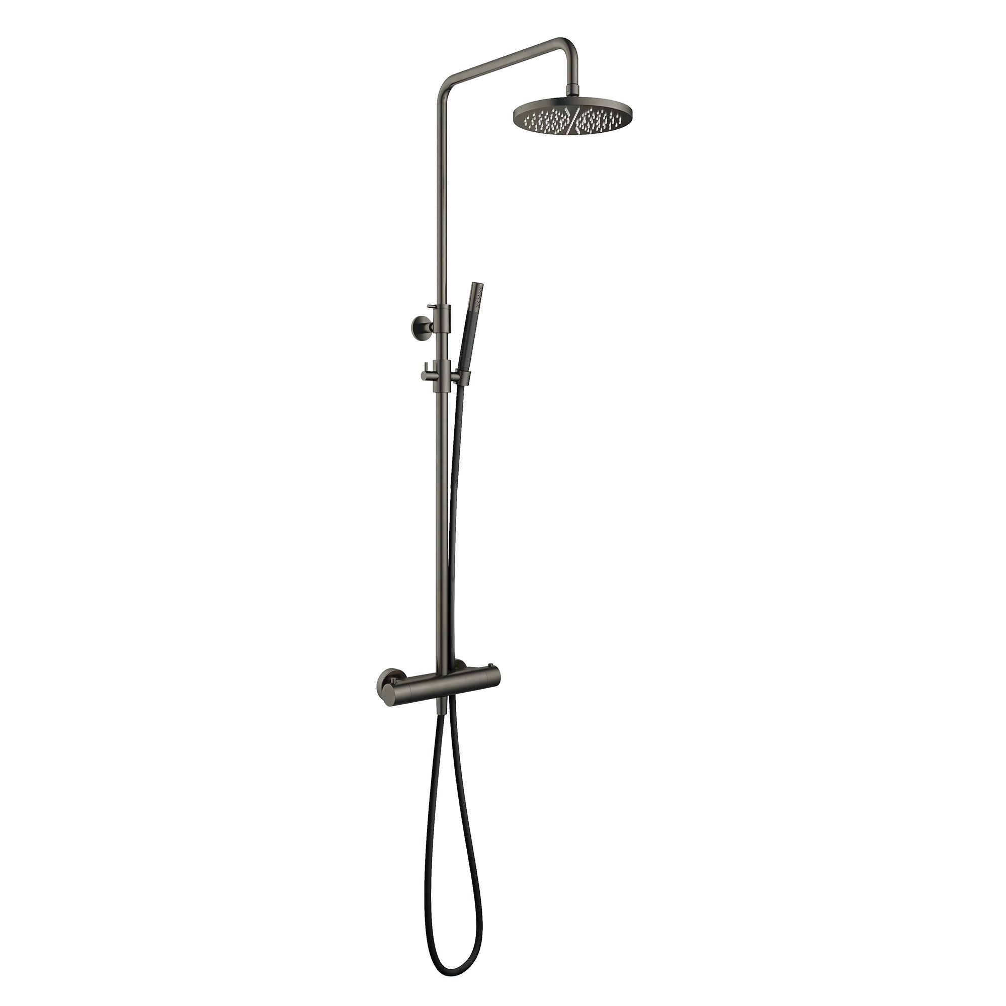 cobber exposed thermostatic rigid riser shower with pencil handset aged iron