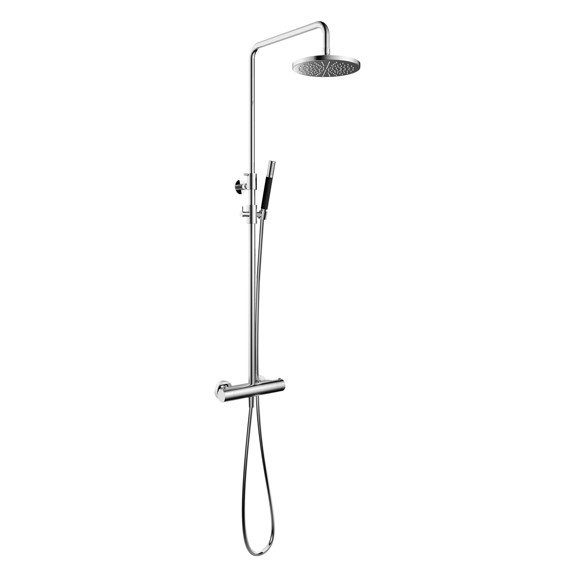 cobber exposed thermostatic rigid riser shower with pencil handset chrome