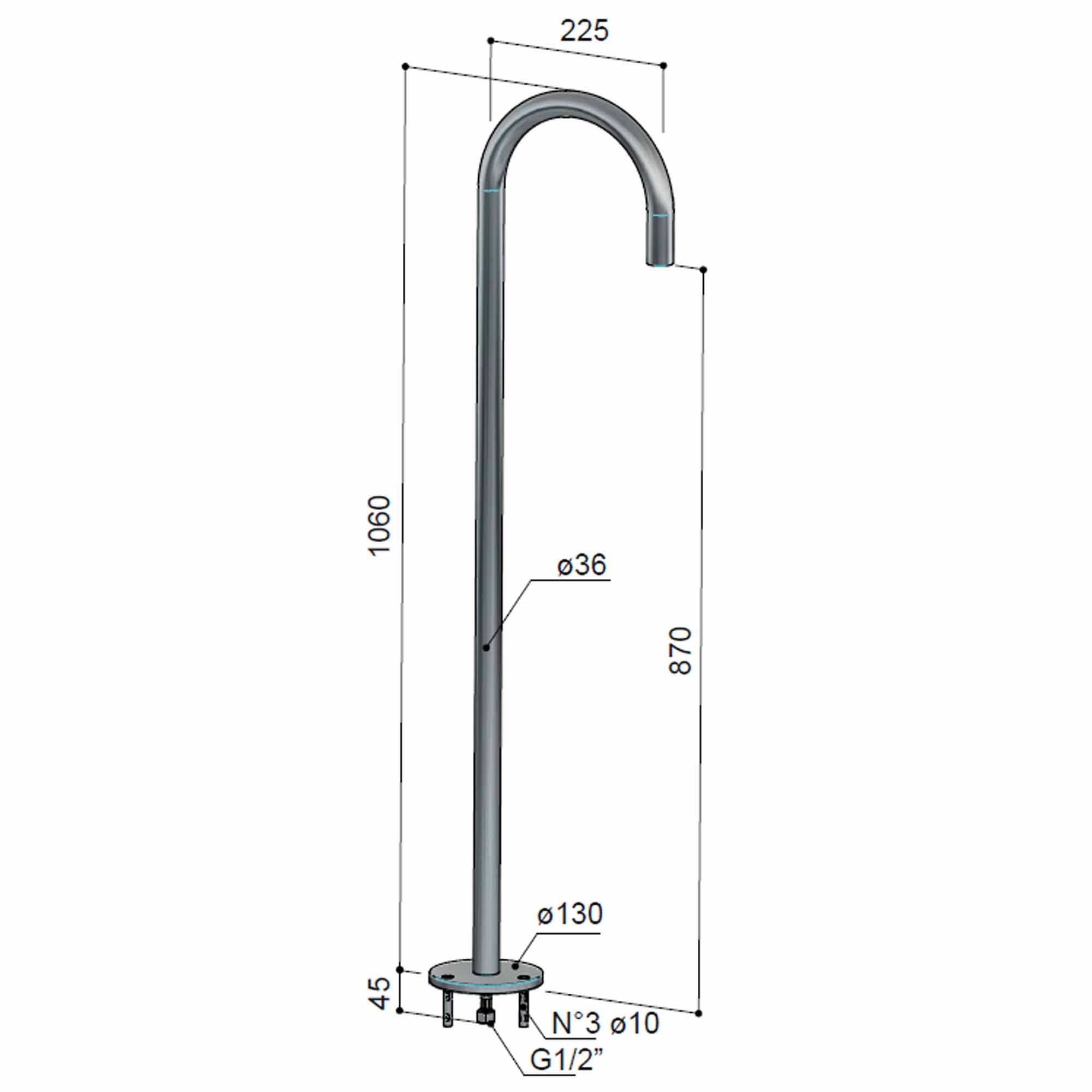 cobber floorstanding bath spout dimensions