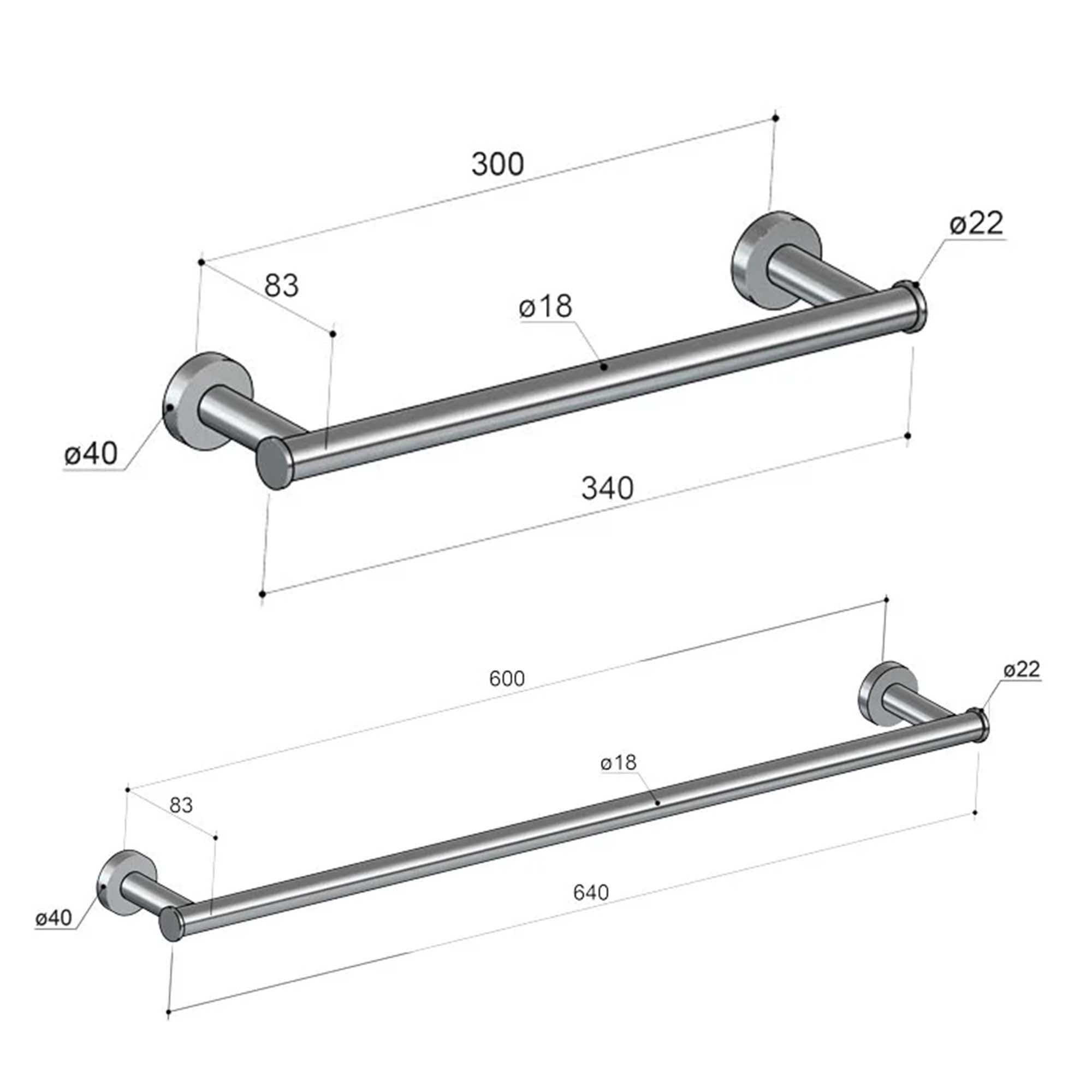 cobber single towel rail dimensions