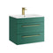 colorado 600 double drawer wall hung vanity unit with basin forest green