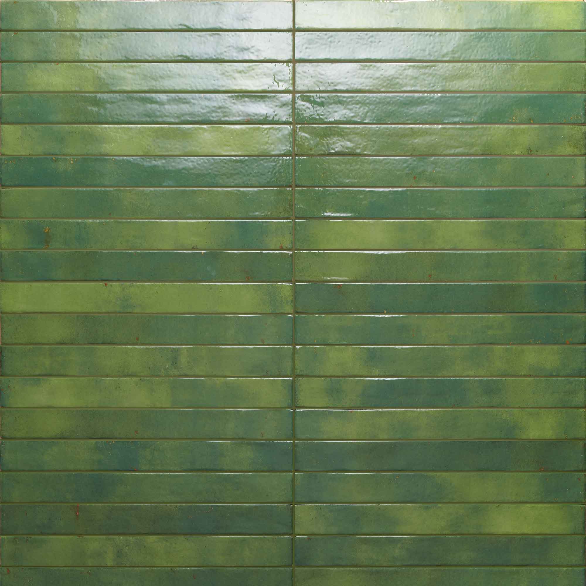 colours green porcelain wall tile 4-8x45cm gloss