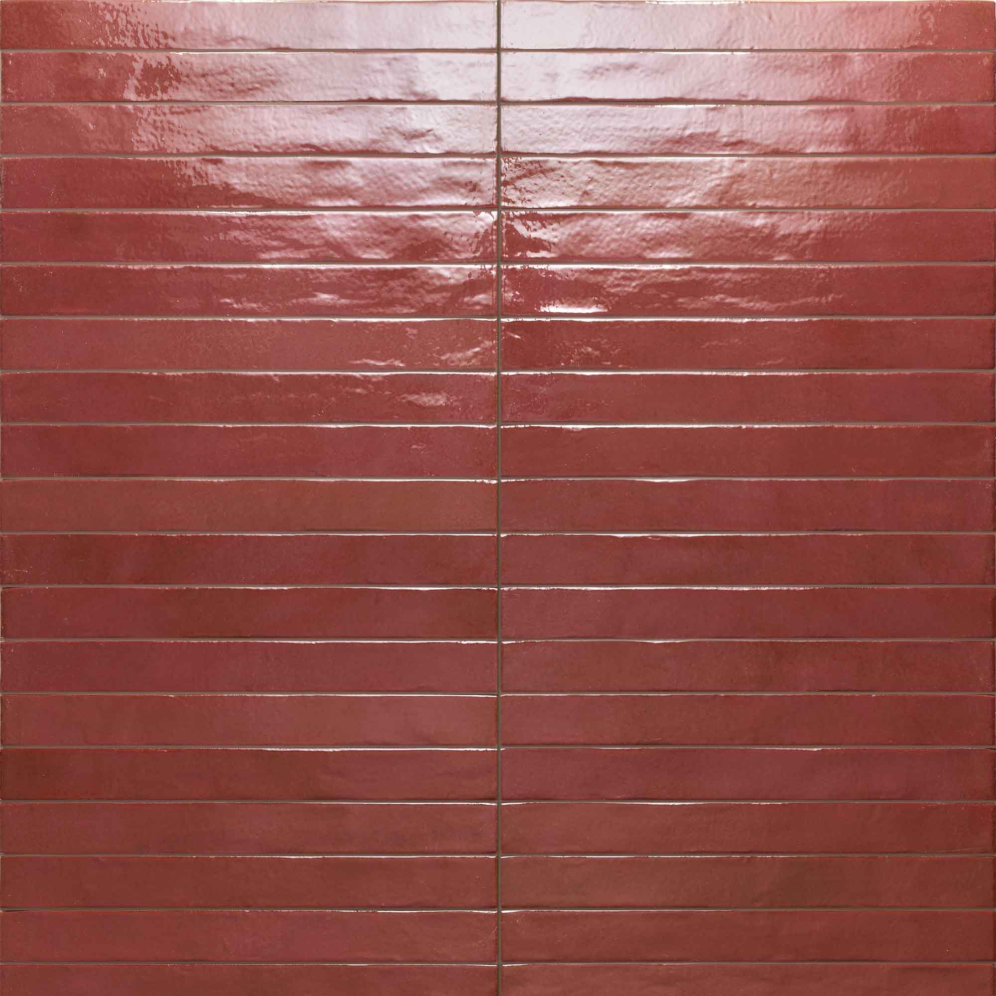 colours red porcelain wall tile 4.8x45cm gloss