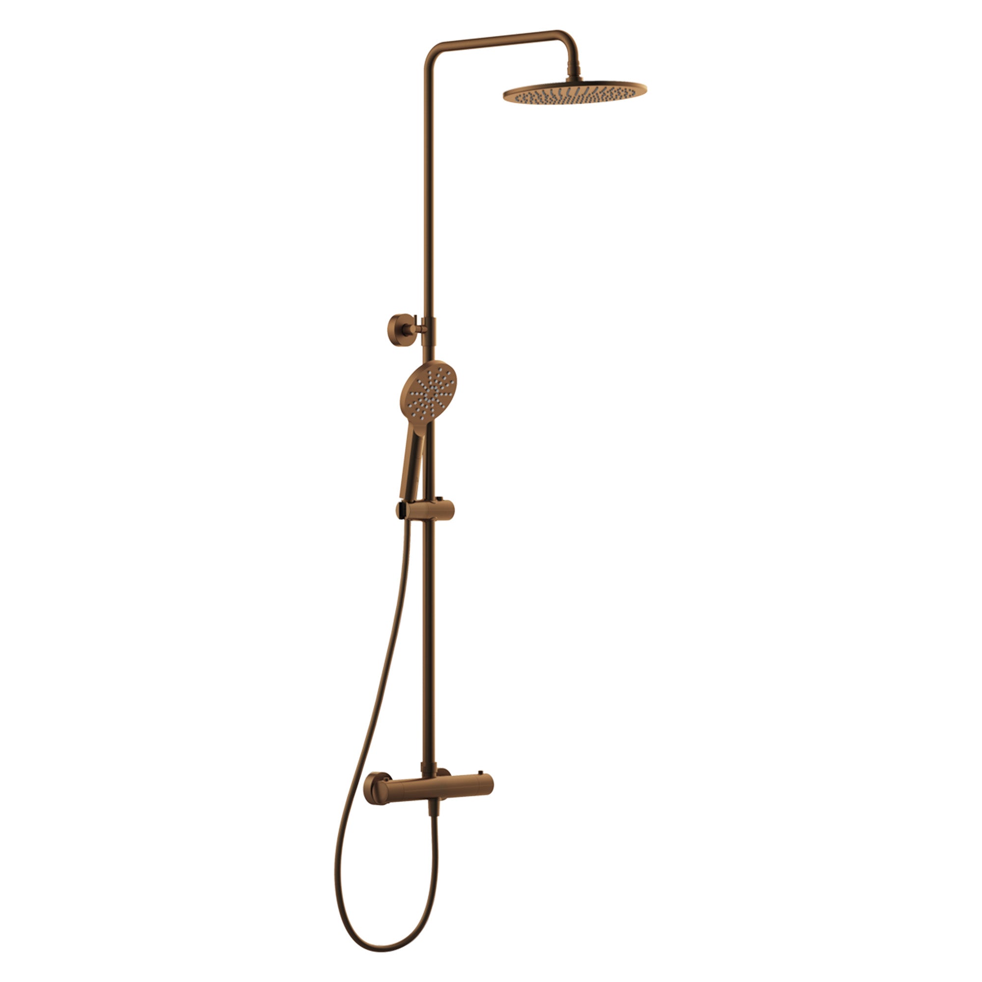 como drench thermostatic shower with multifunction handset brushed bronze