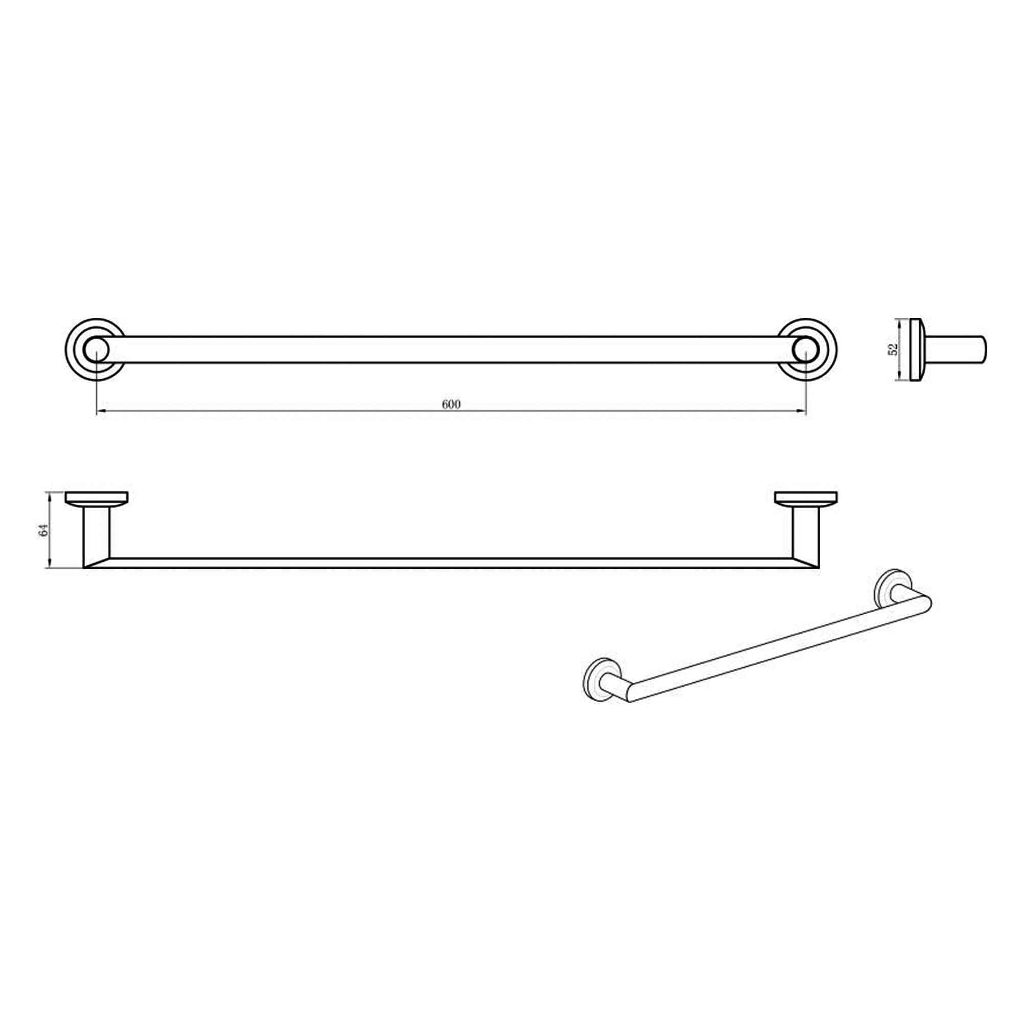 como towel rail 60cm dimensions