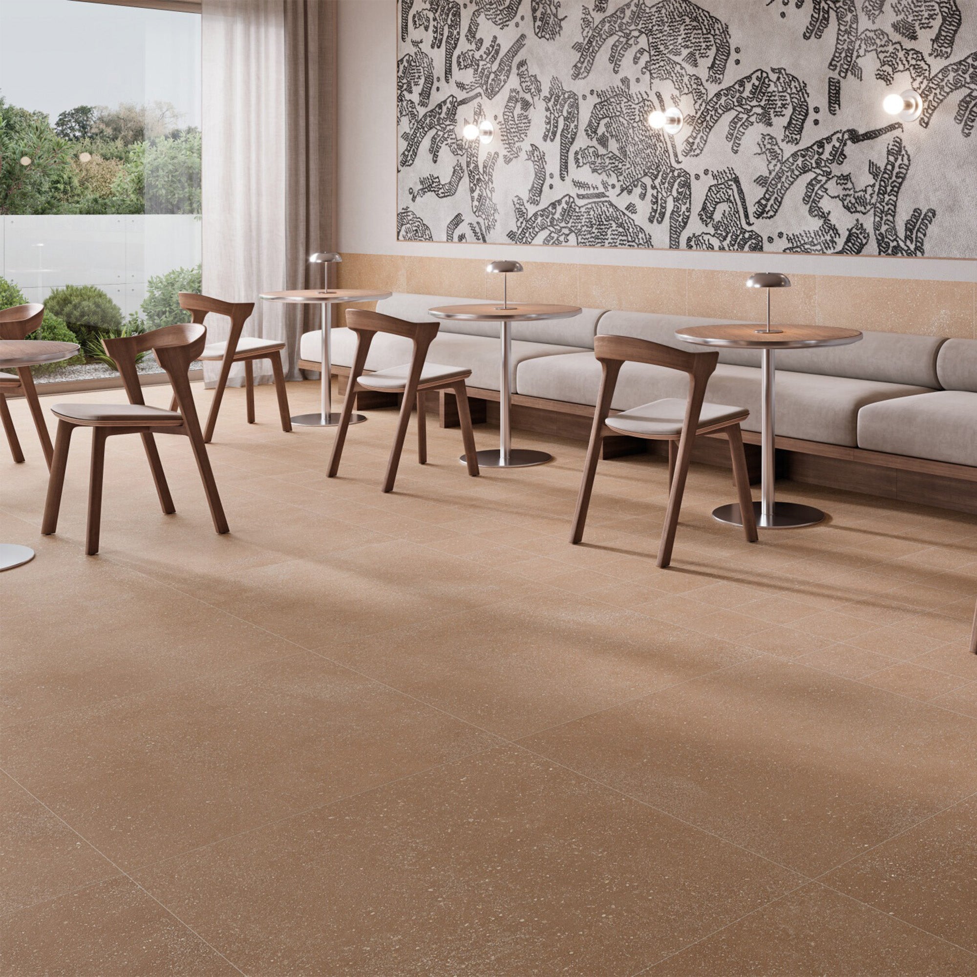 cosmos clay shaped terrazzo effect porcelain tile 90x90cm