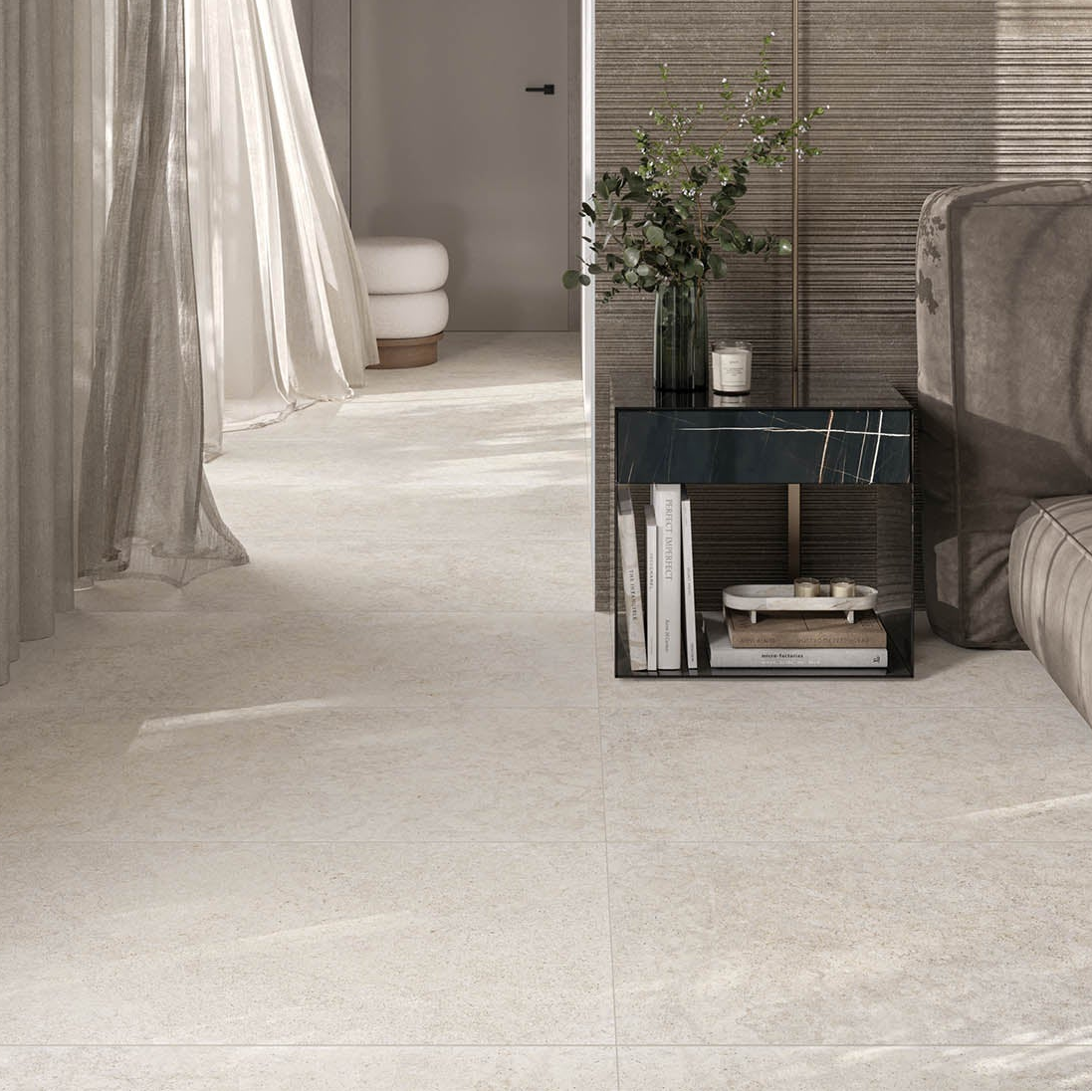 Luna Stone Pearl Porcelain Tile 60x120cm Matt