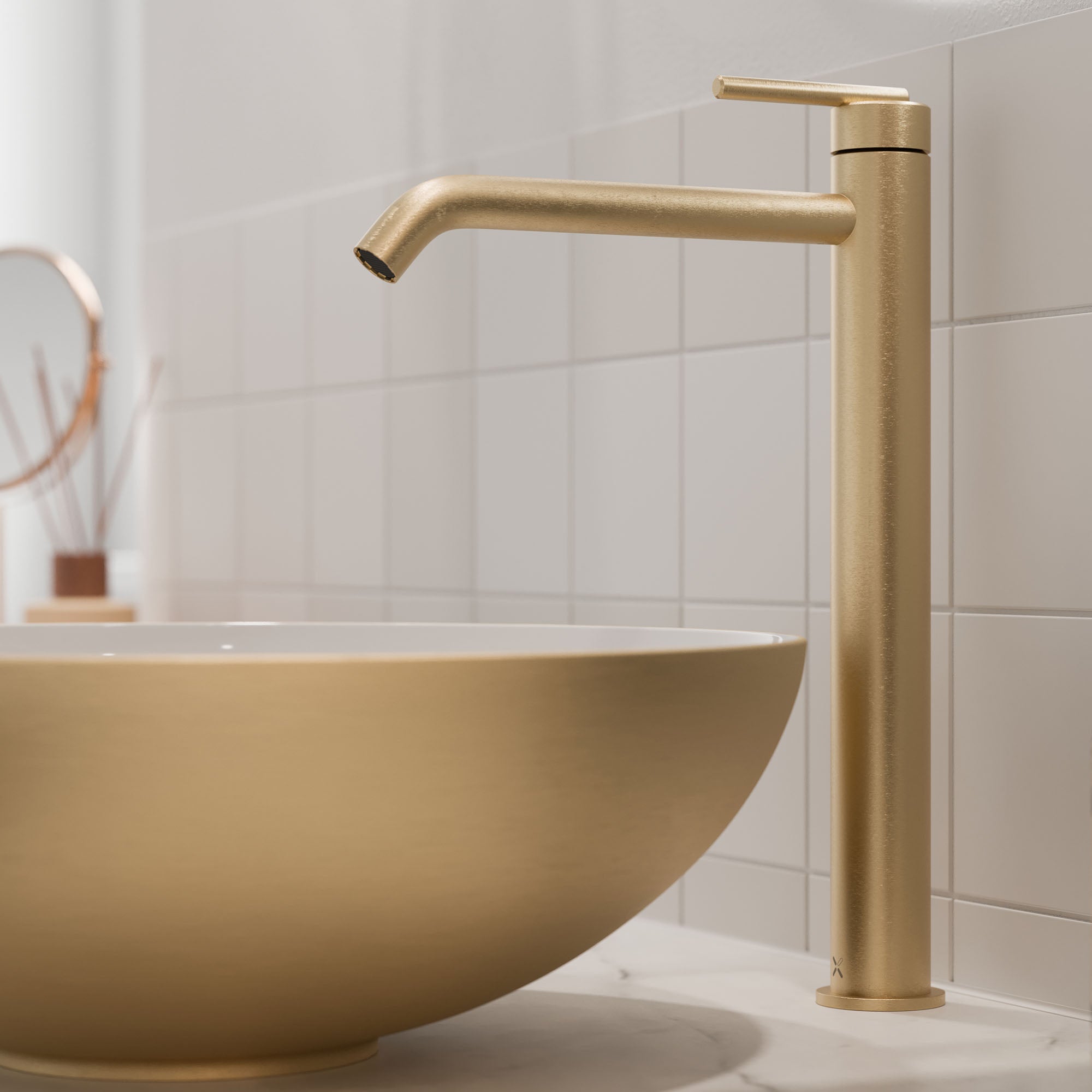 crosswater 3one6 lever tall basin monobloc tap 316 brushed brass