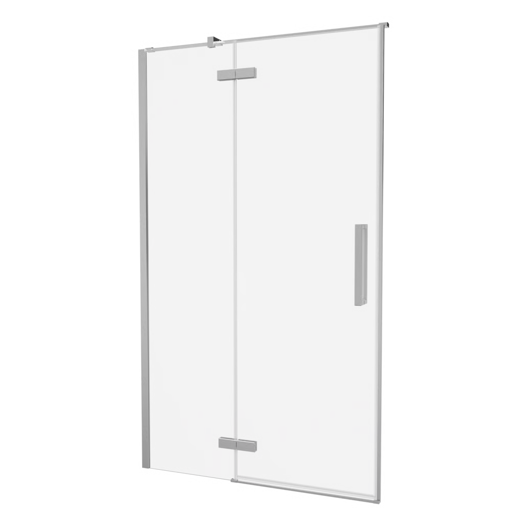 Crosswater Asura hinged shower-door with inline fixed panel in chrome.