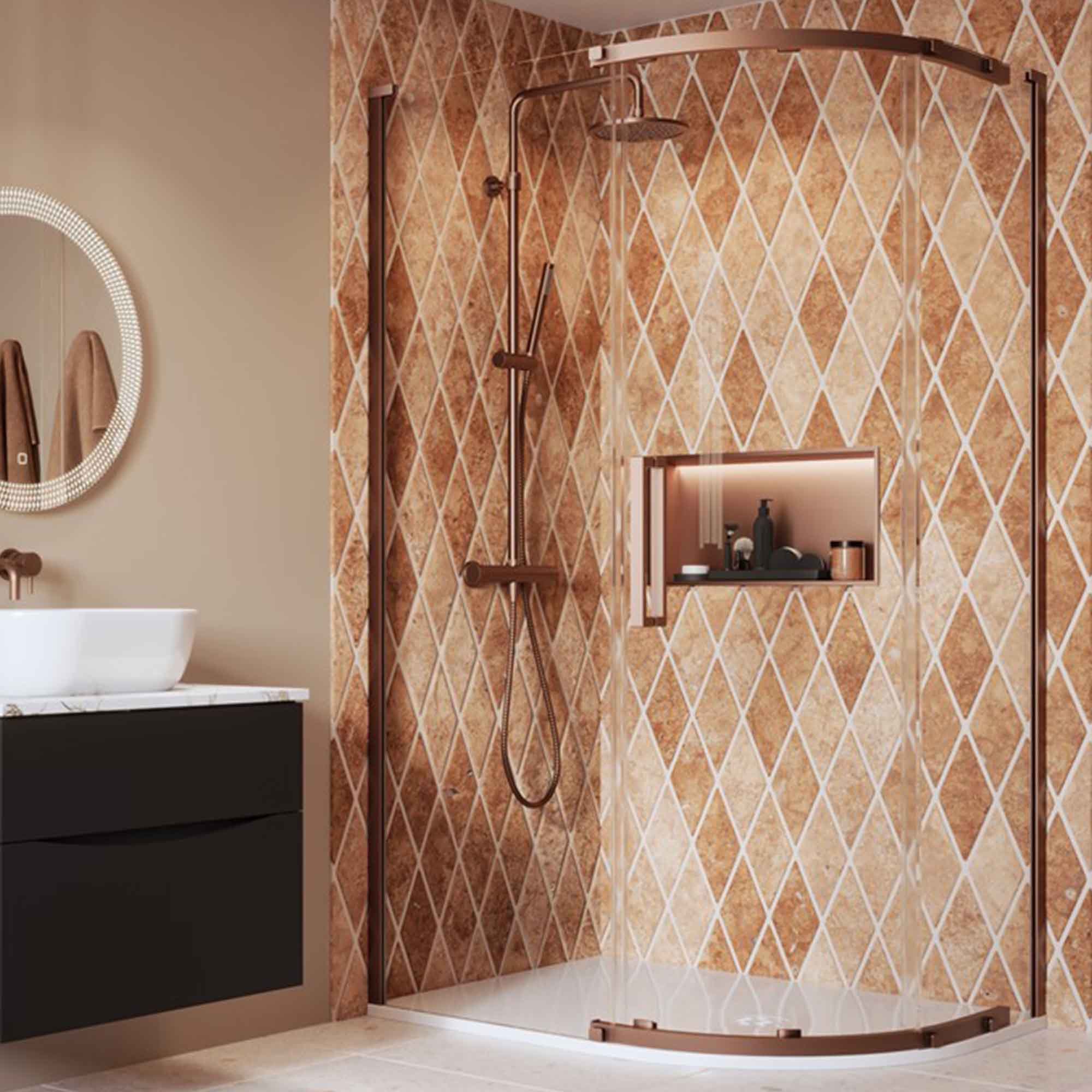 crosswater asura offset quadrant shower door brushed bronze