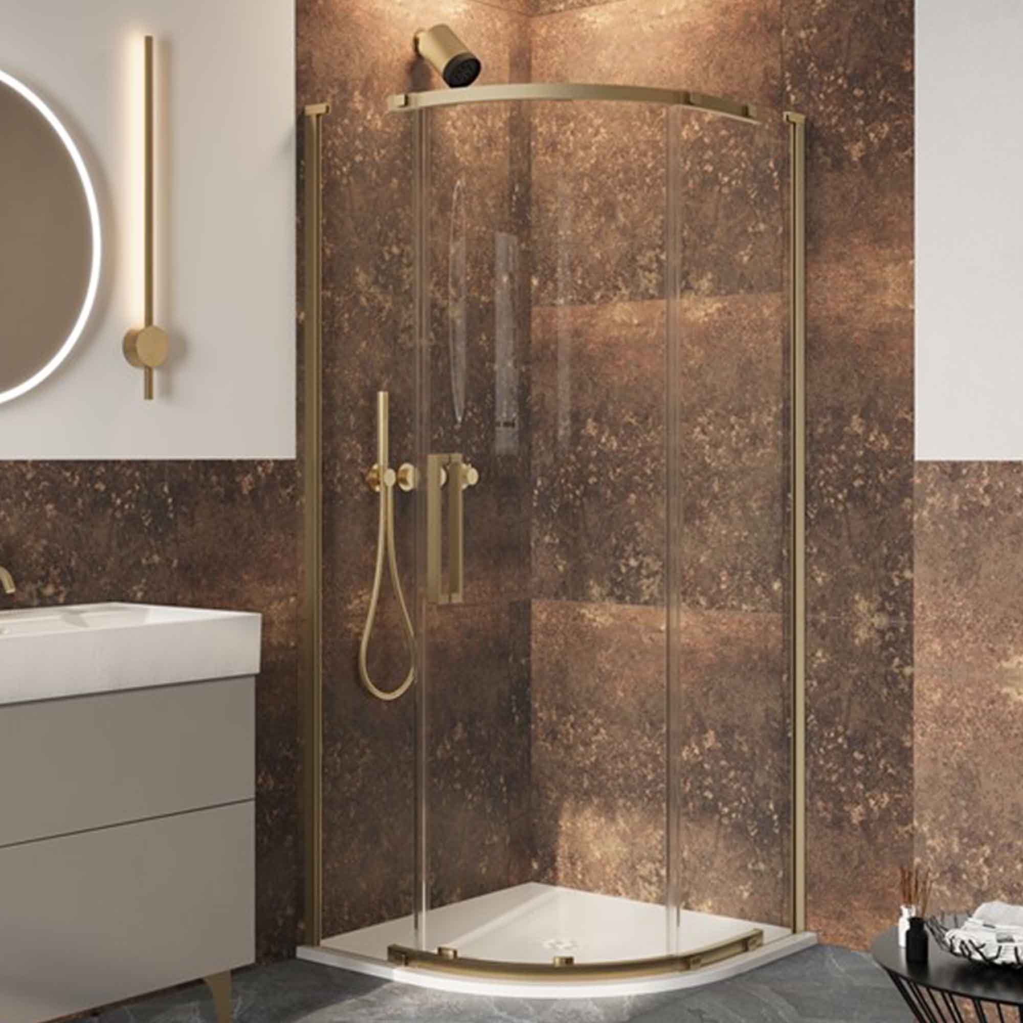 crosswater asura quadrant shower door brushed brass