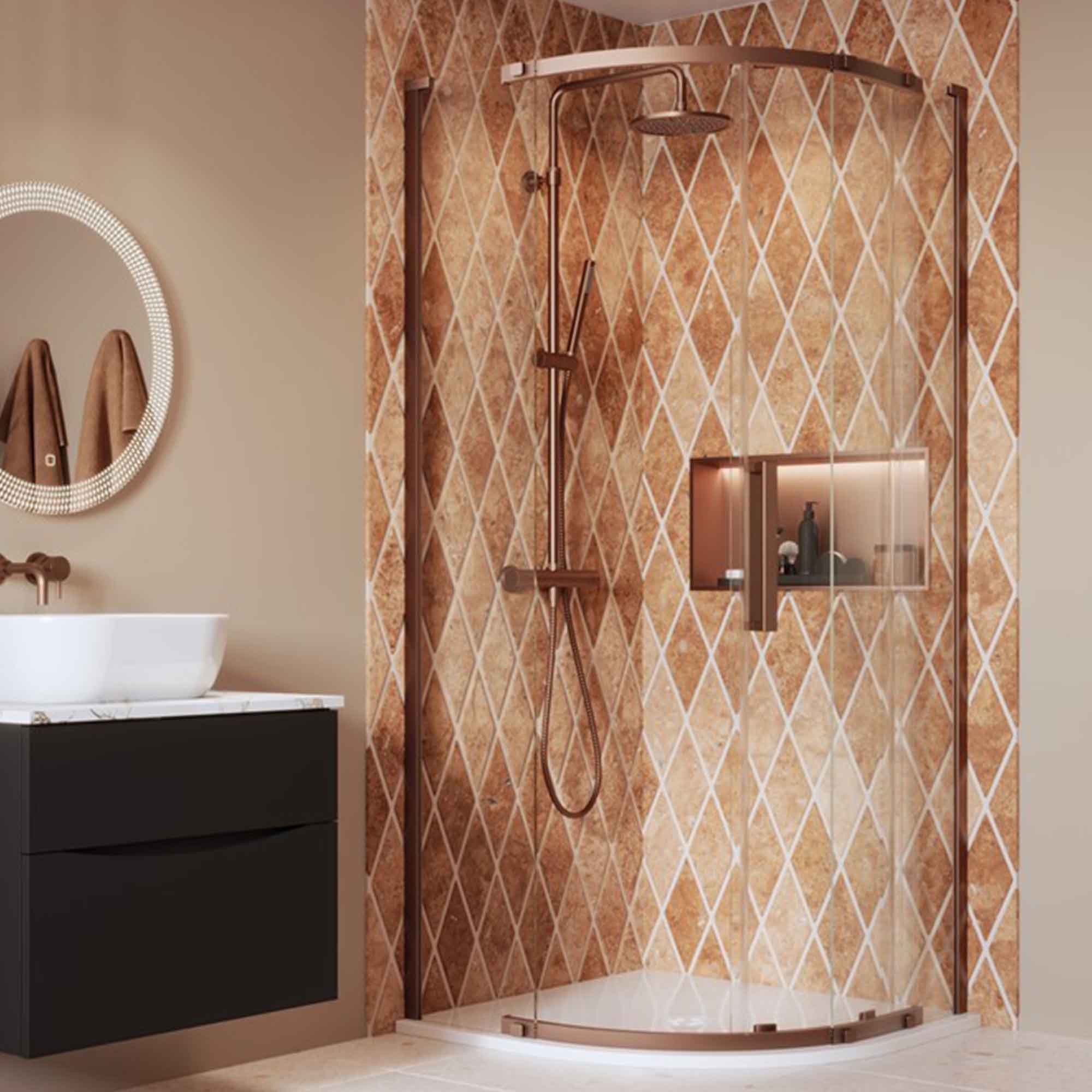 crosswater asura quadrant shower door brushed bronze