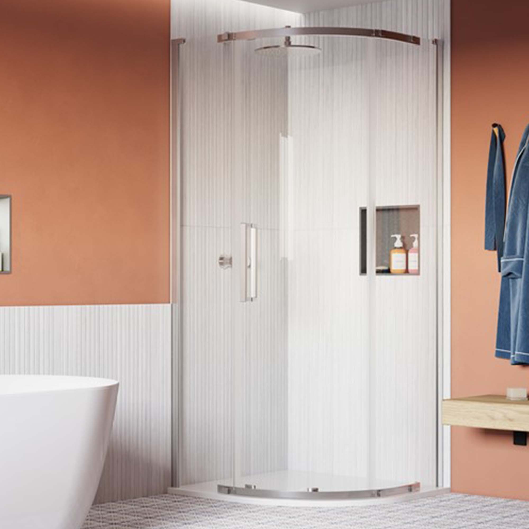 crosswater asura quadrant shower door polished stainless steel