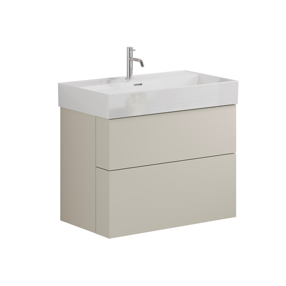 crosswater avenue 800mm 2 drawer wall mounted vanity unit with ceramic basin warm stone